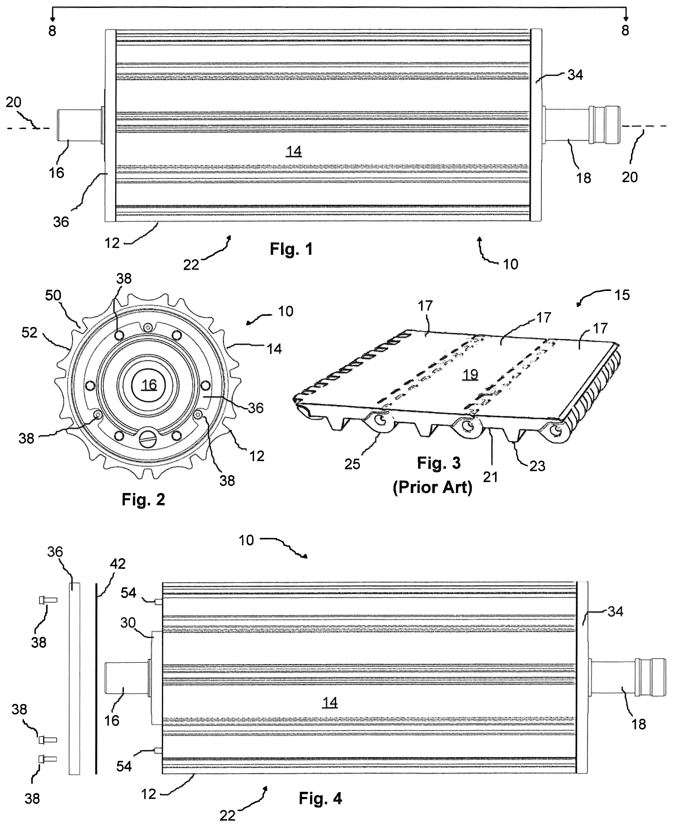 Patent US12157639 — Conveyor drive roller with replaceable conveyor drive surface — Figure 1