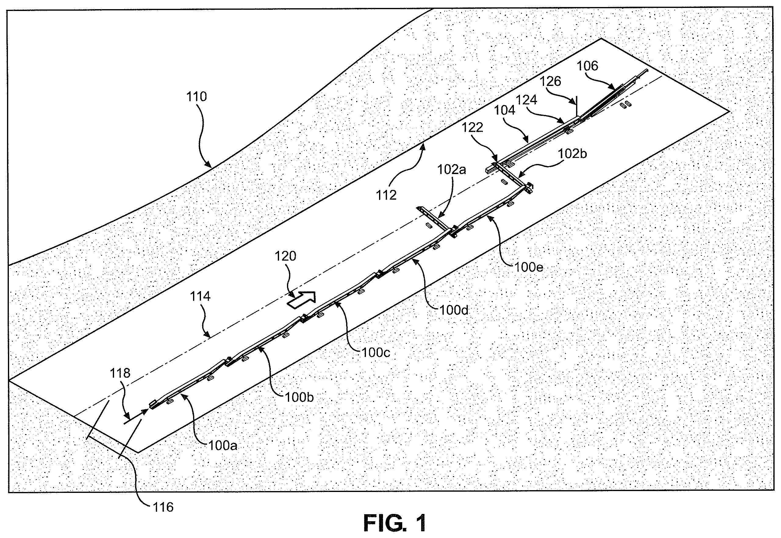Patent US12157645 Figure 1 – System and method for uninterrupted flow stacking with mobile conveyors