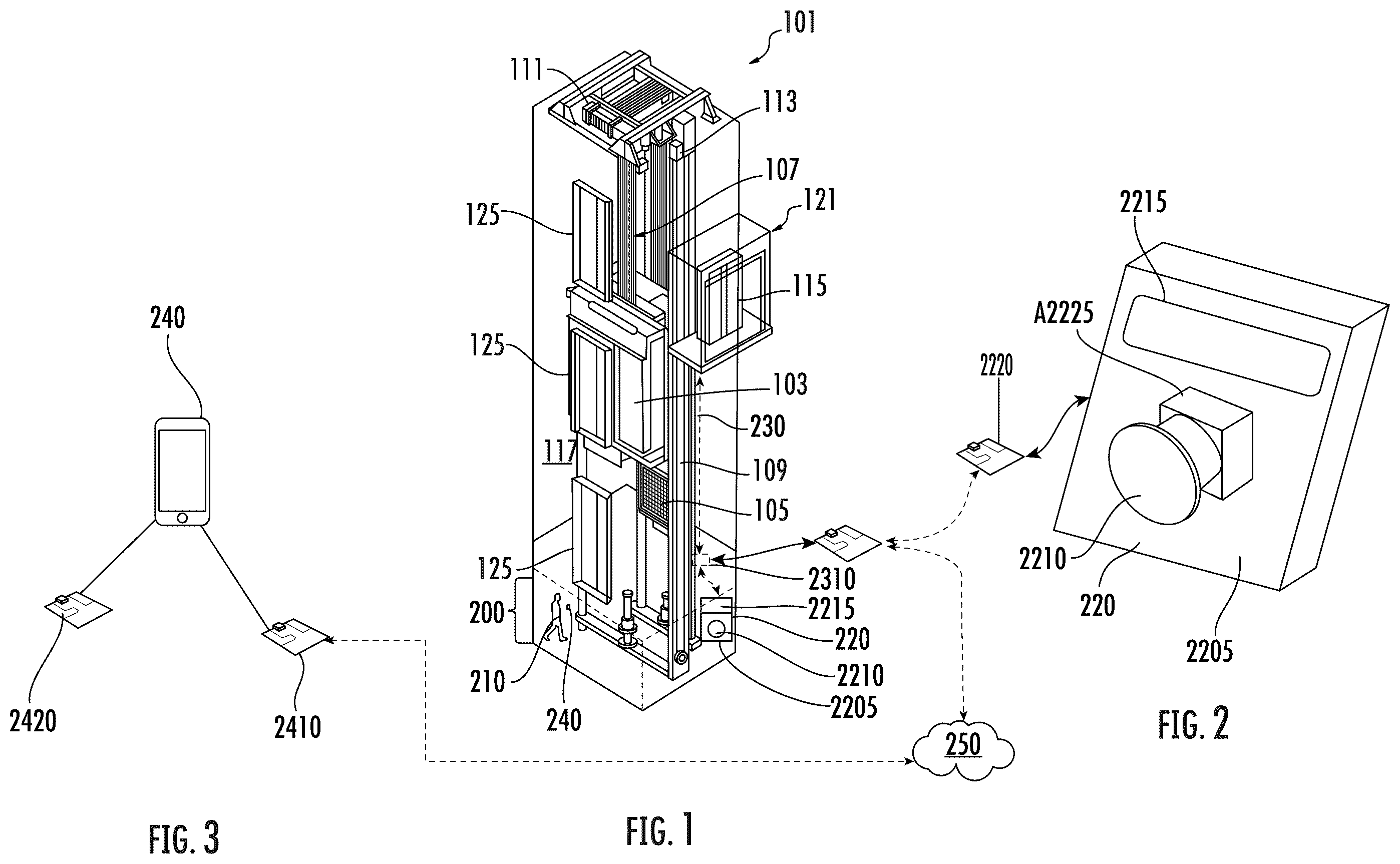 Patent US12157657 Figure 1 – Emergency stop system for elevator