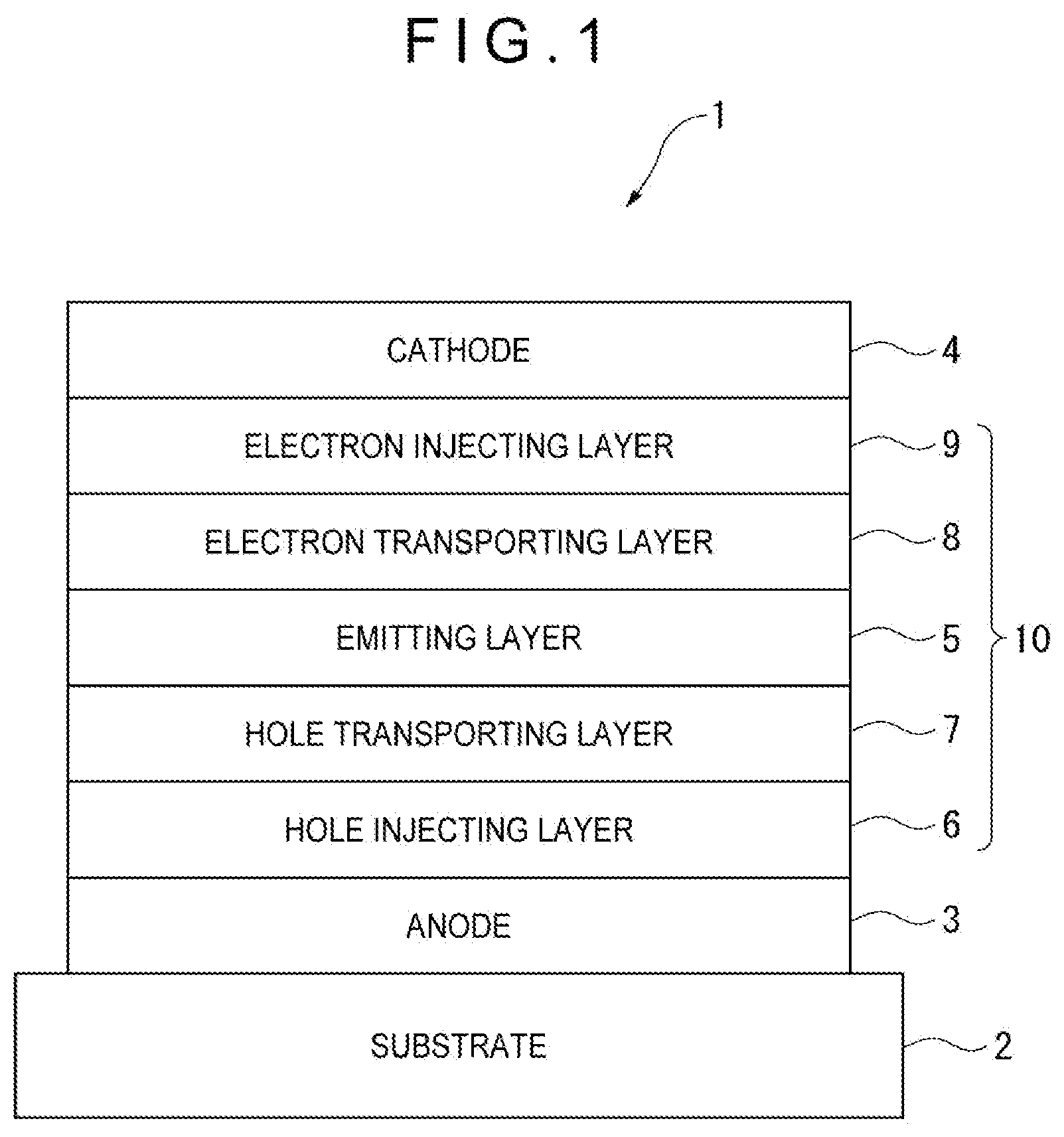Patent US12157747 — Organic electroluminescent element, compound, material for organic electroluminescent element, and electronic device — Figure 1