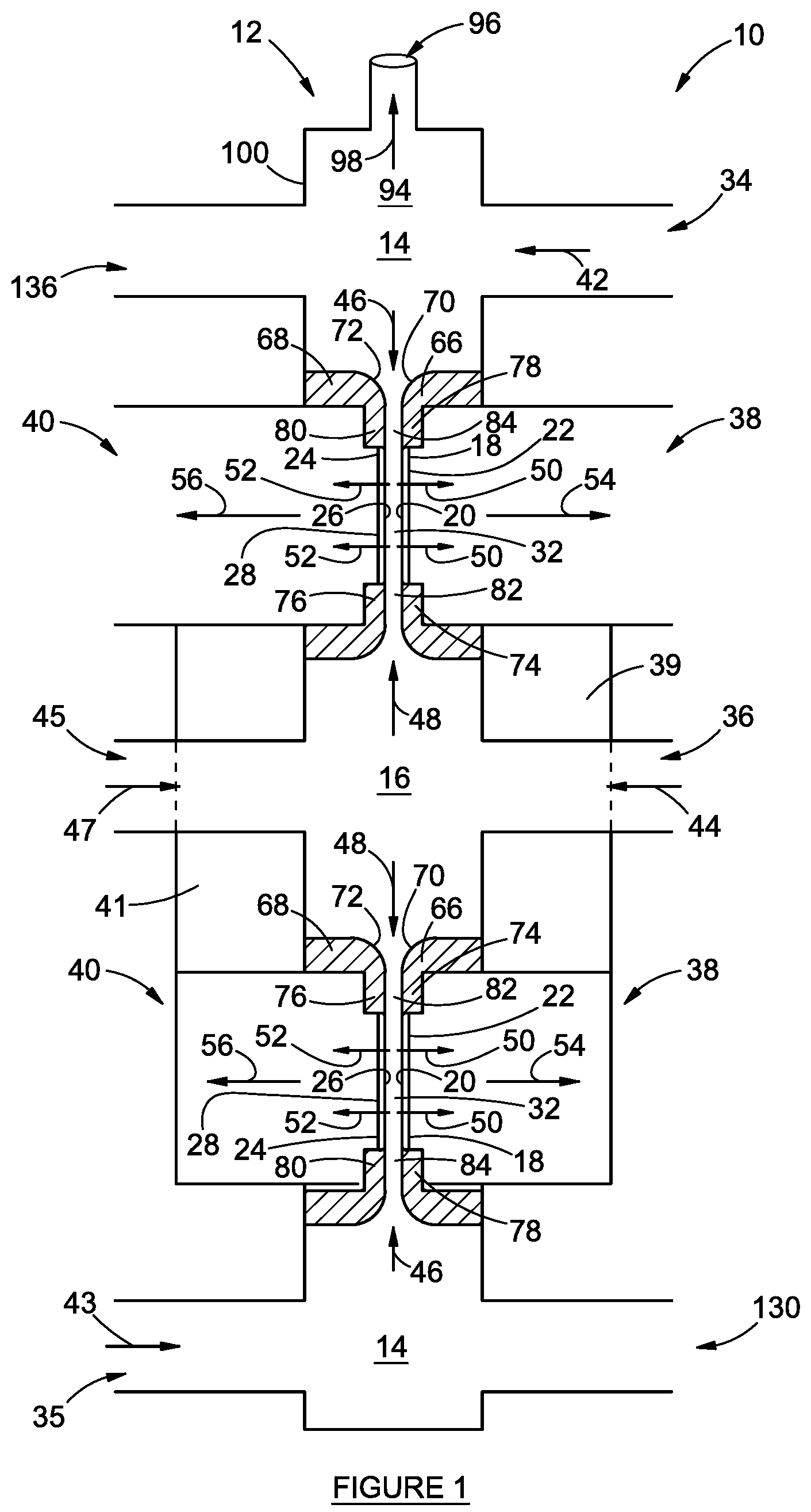 Patent US12157948 — Electrodes for divergent electrolytic flow-through apparatuses — Figure 1