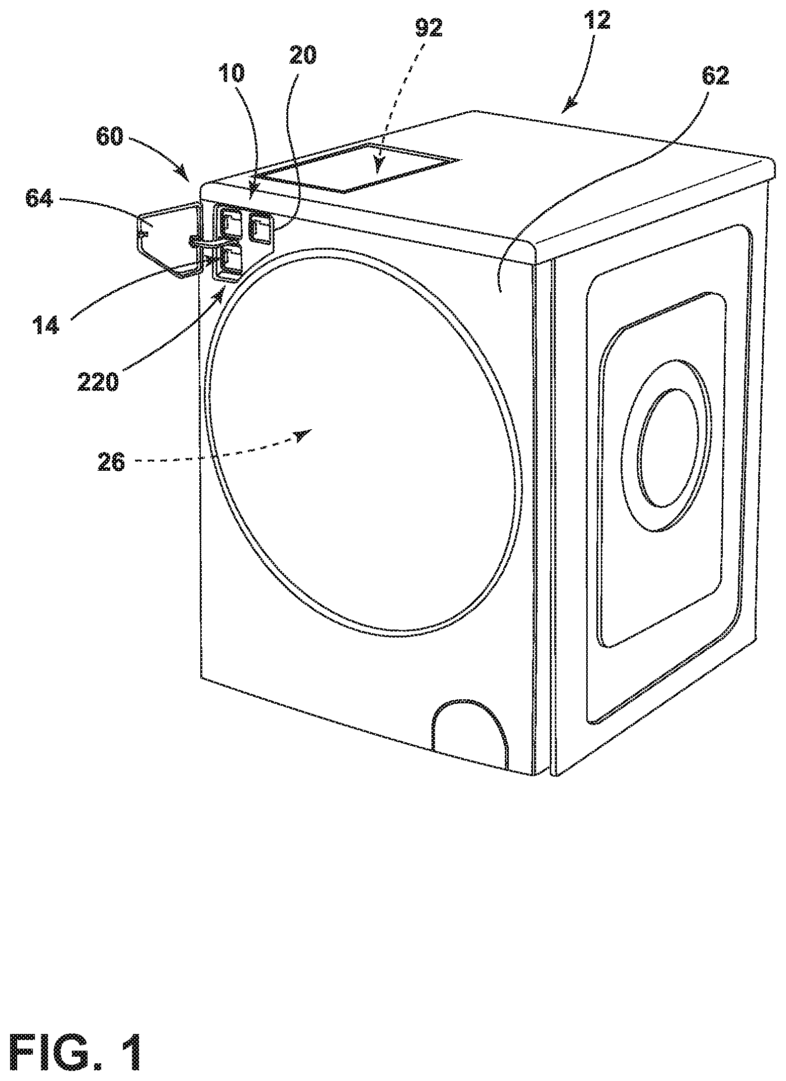 Patent US12157967 Figure 1 – Chemistry dispensing system for a laundry appliance having removable chemistry cartridges