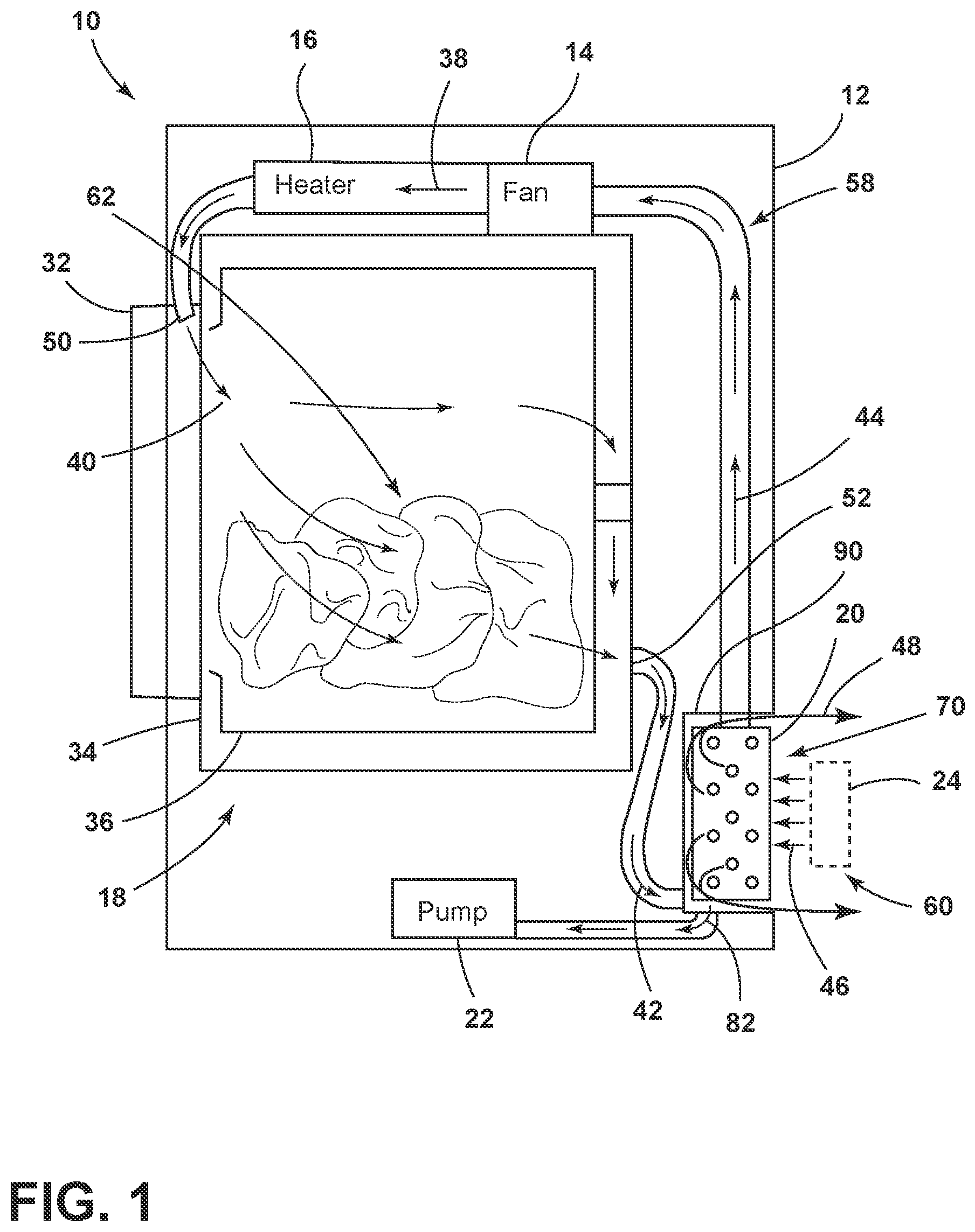 Patent US12157969 — Method of removing heat from a clothes tumbling system on the outside of the cabinet — Figure 1