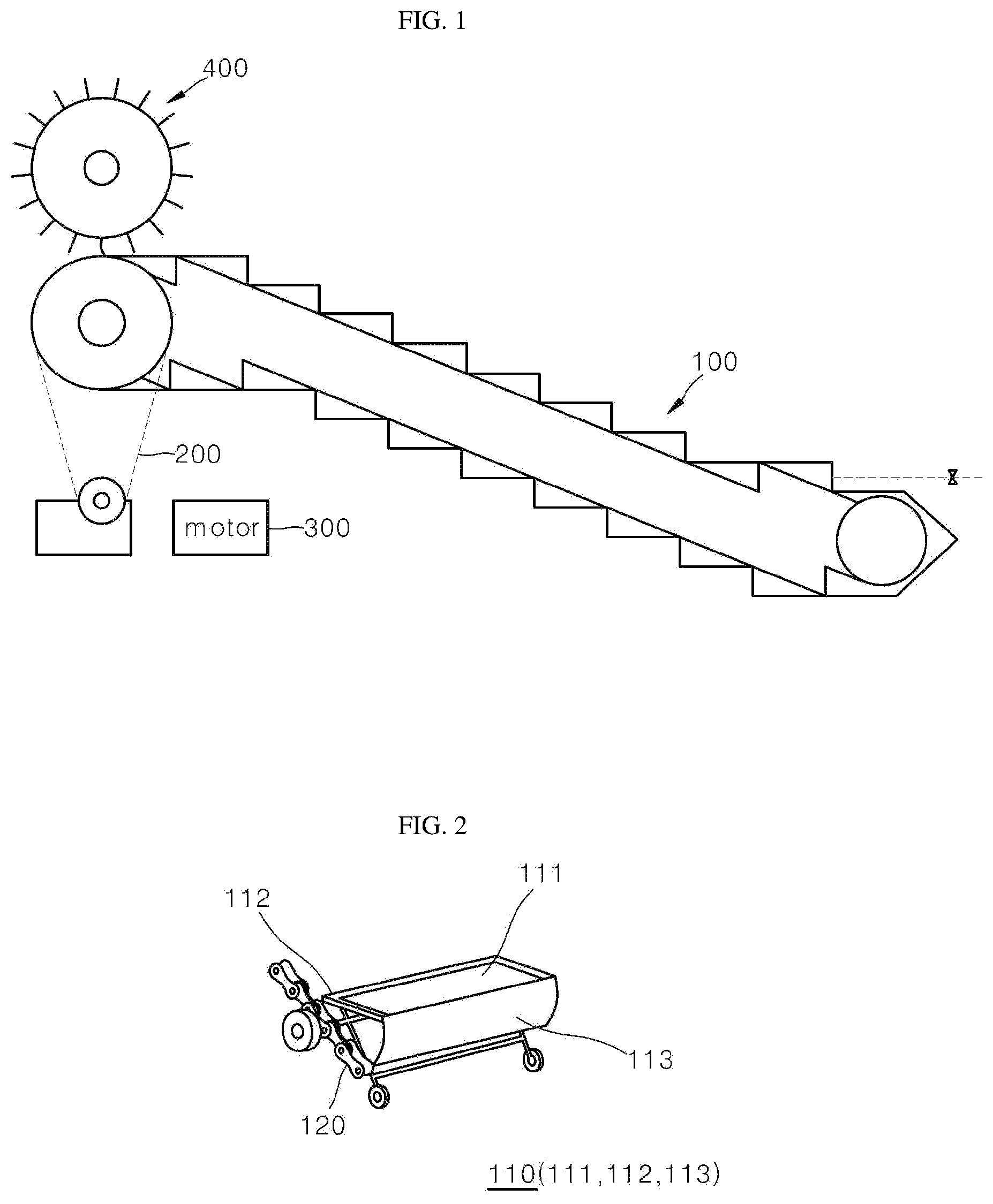 Patent US12157980 — Algae collection device using escalator-type lift — Figure 1