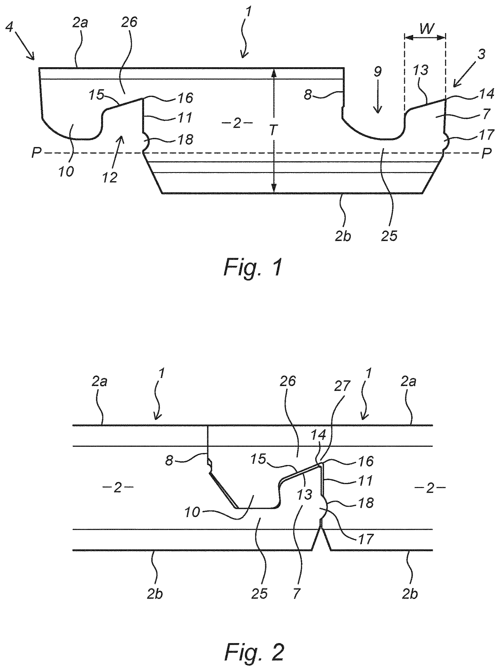 Patent US12158010 — Panel, in particular a floor panel or a wall panel — Figure 1