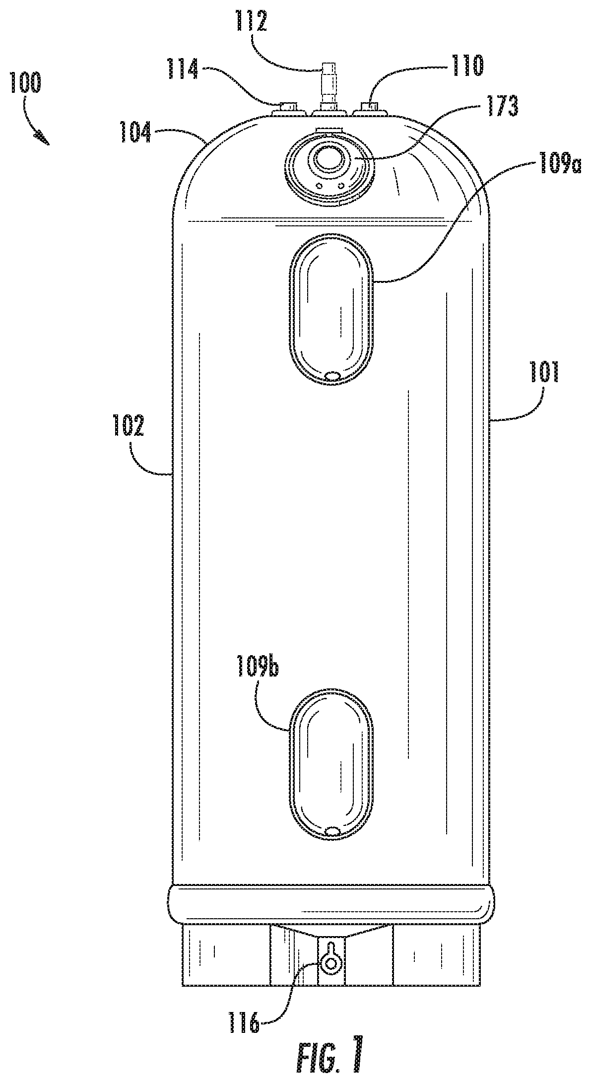 Patent US12158287 — Electric water heater having internal heat concentrator — Figure 1