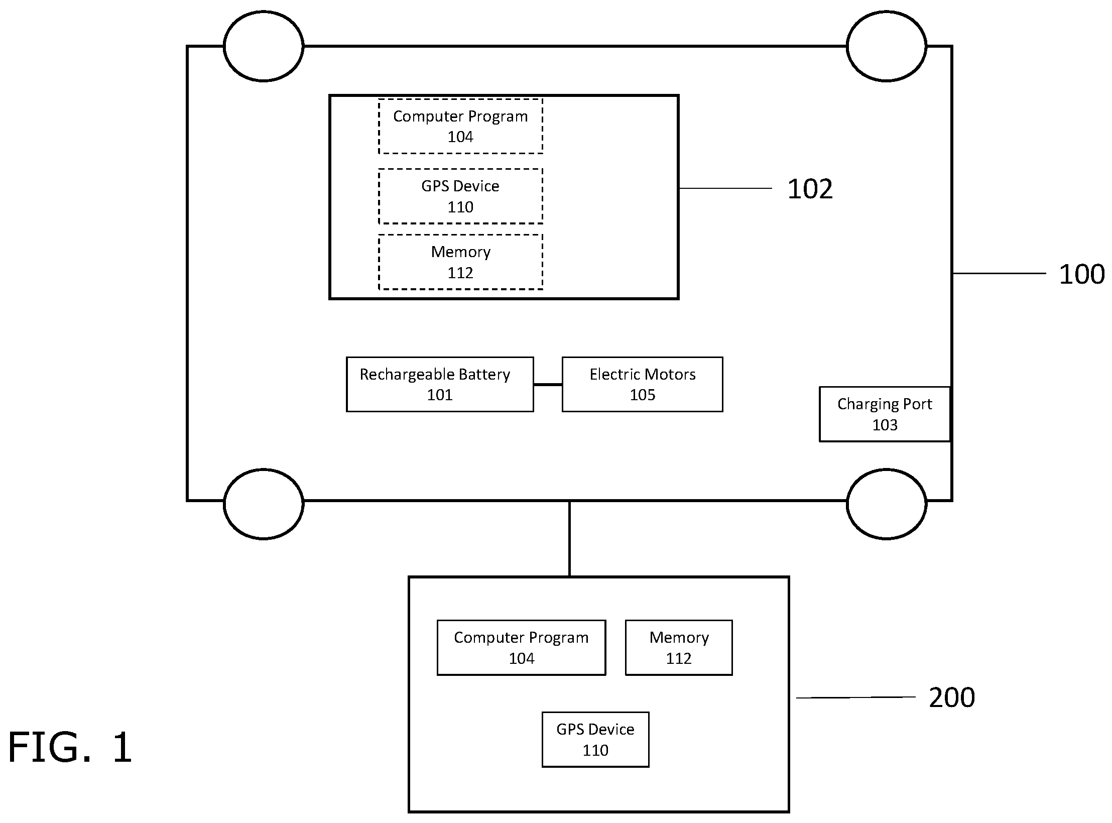 Patent US12158350 — System and method for directing a driver of an electric vehicle to a point of interest and a charging station in close proximity to the point of interest — Figure 1
