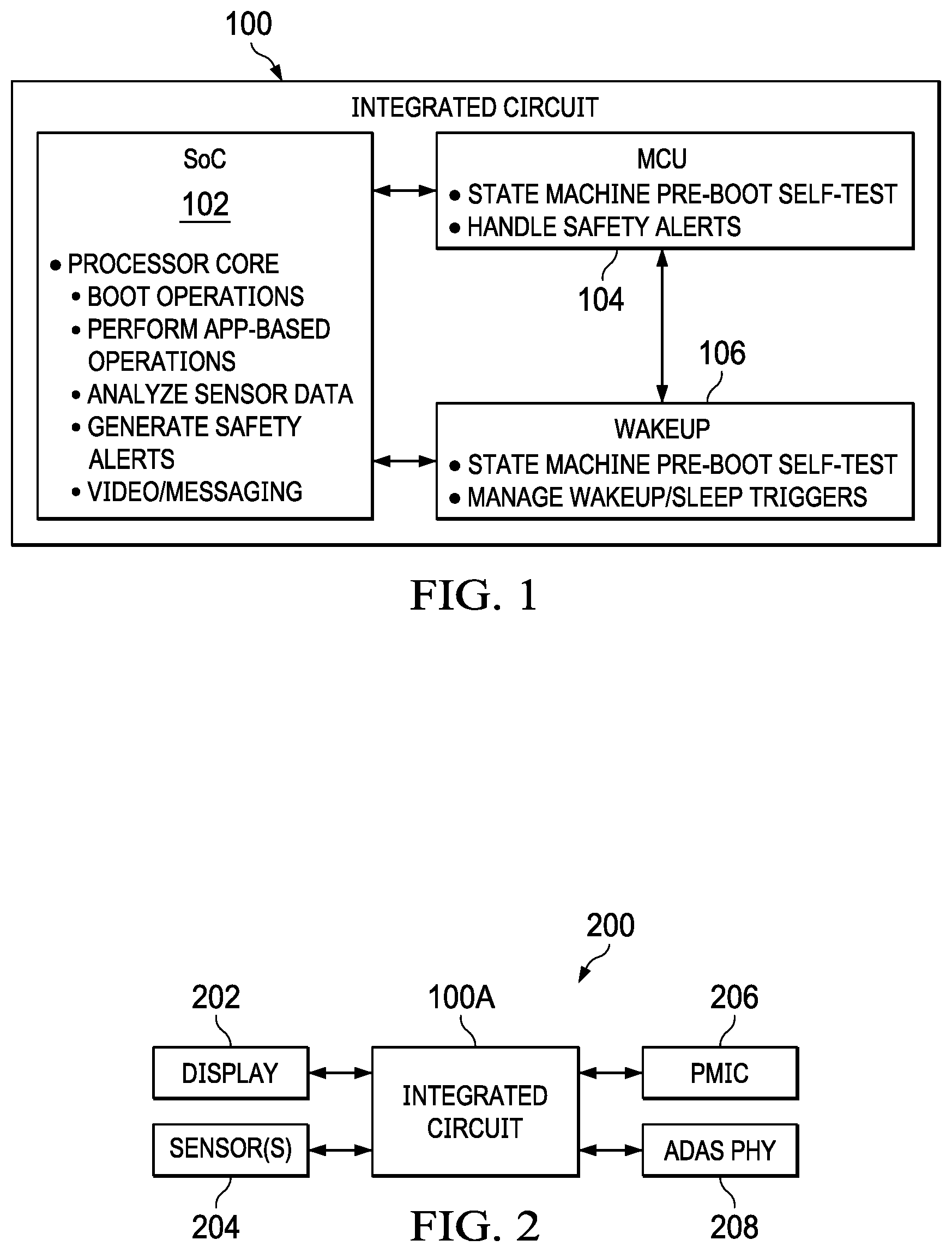 Patent US12158836 — Integrated circuit with state machine for pre-boot self-tests — Figure 1