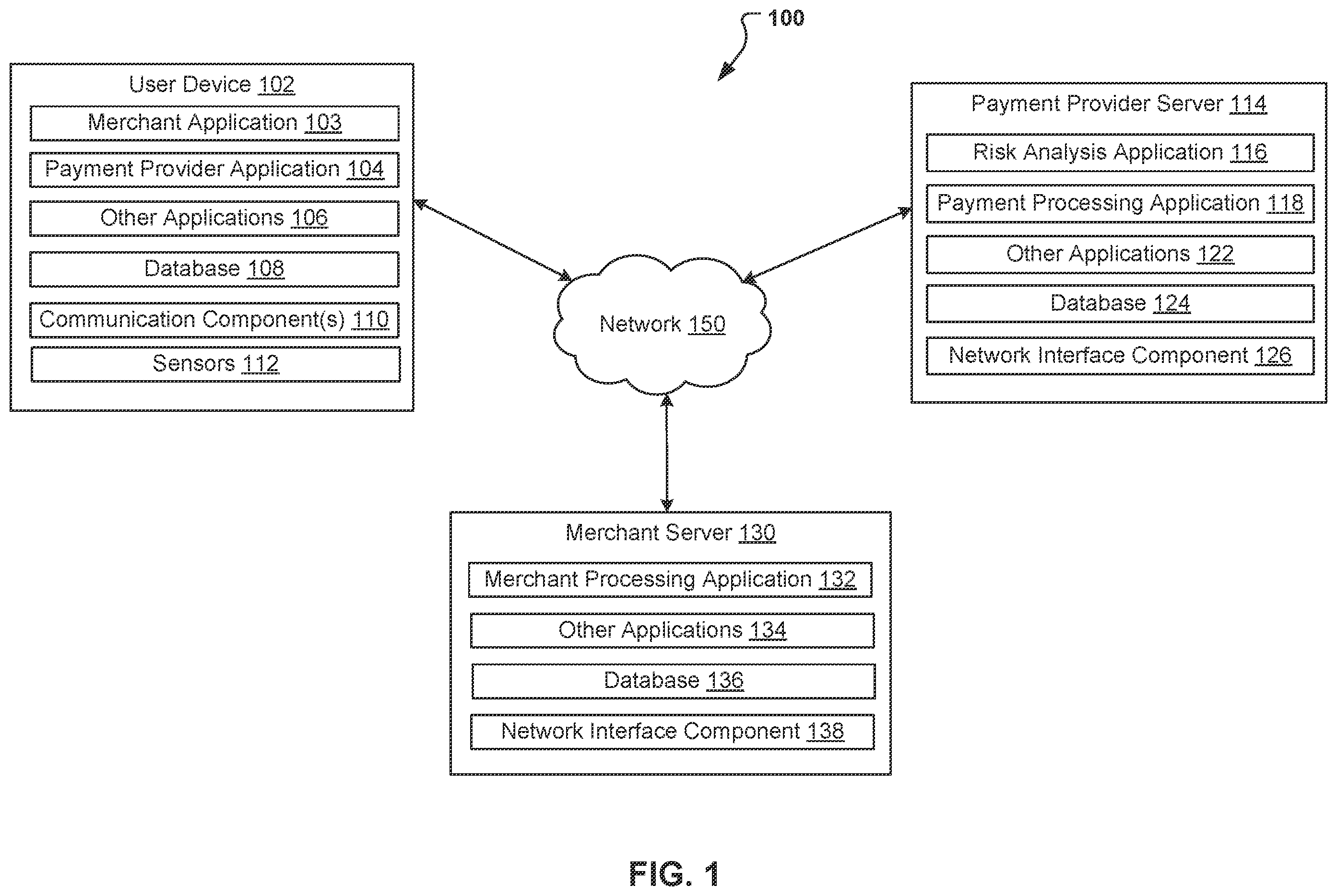 Patent US12165152 — Completing risk analysis using push communications — Figure 1