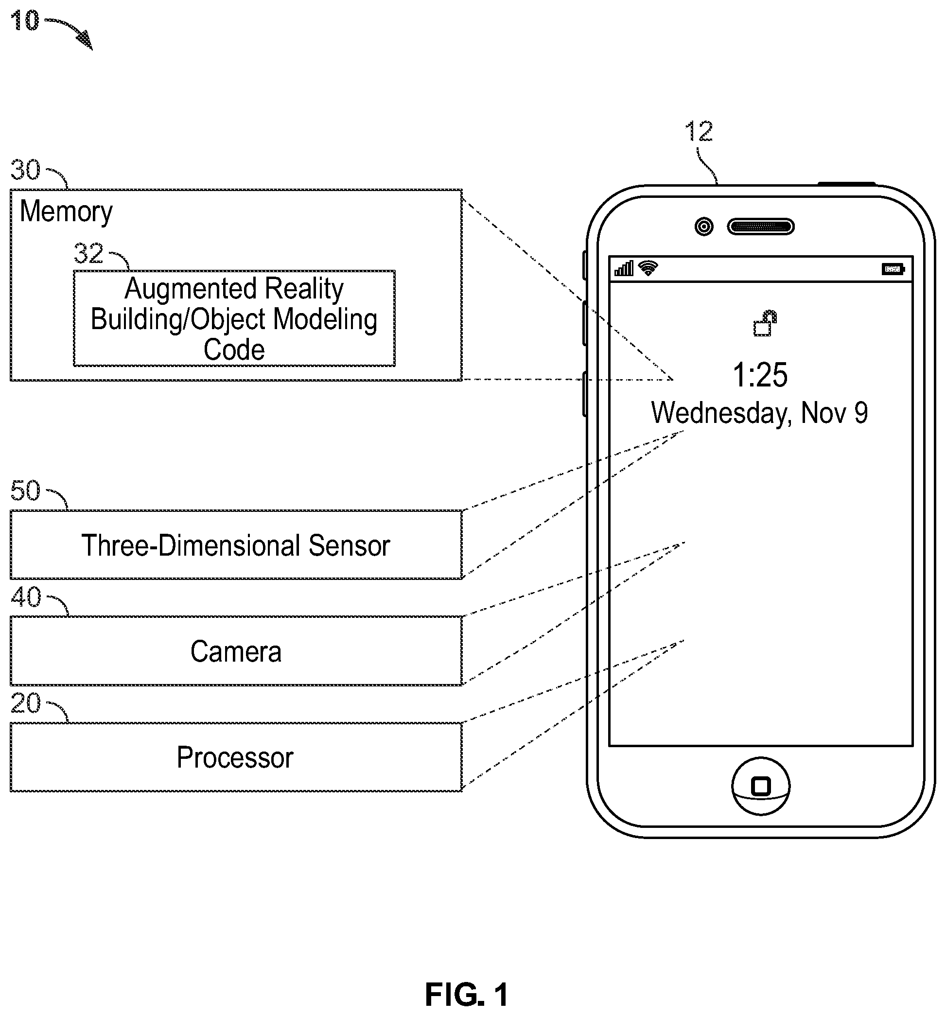 Patent US12165257 — Computer vision systems and methods for generating building models using three-dimensional sensing and augmented reality techniques — Figure 1
