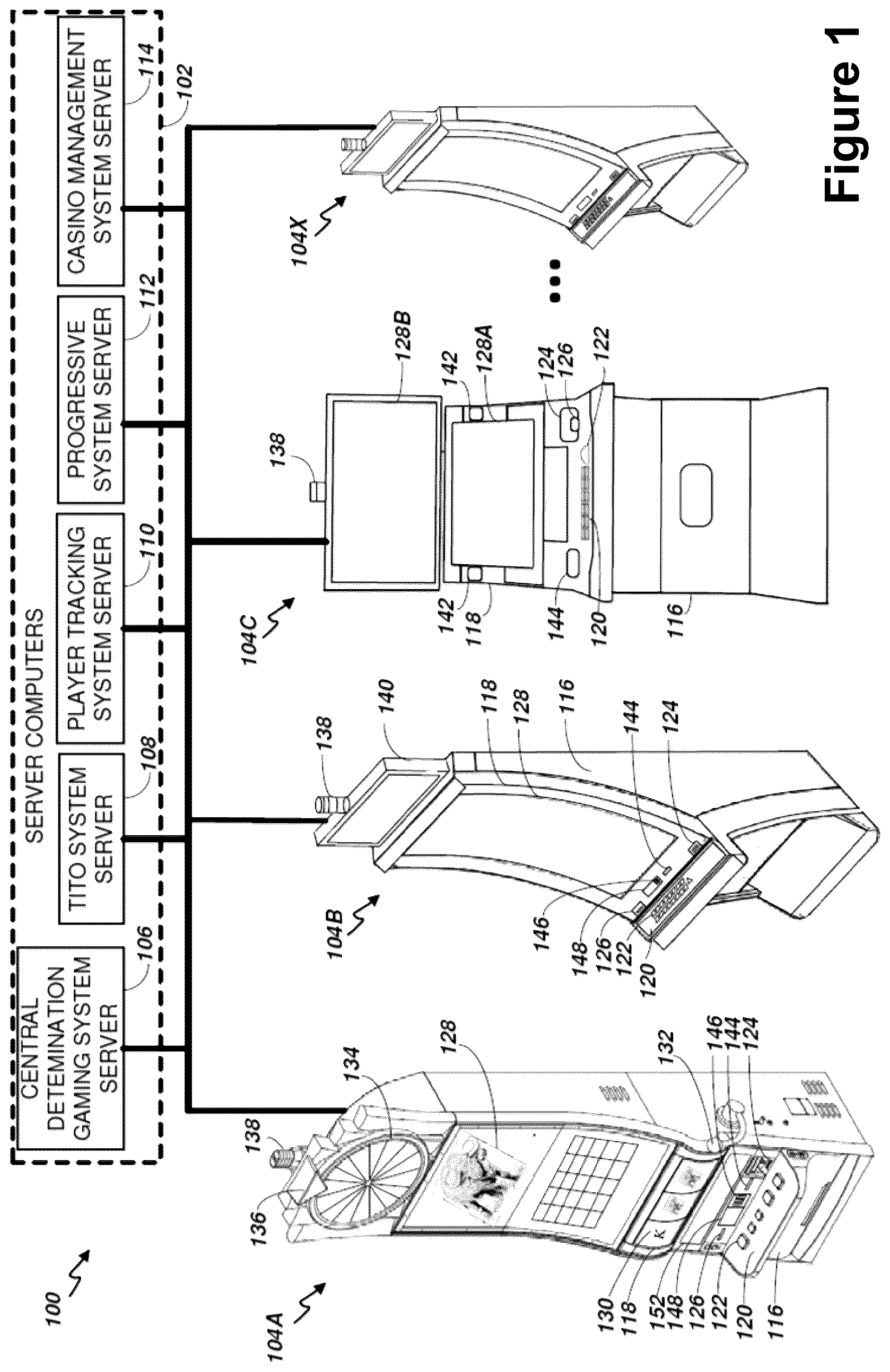 Patent US12165464 — Gaming device with a user interface incorporating a feature indicator — Figure 1