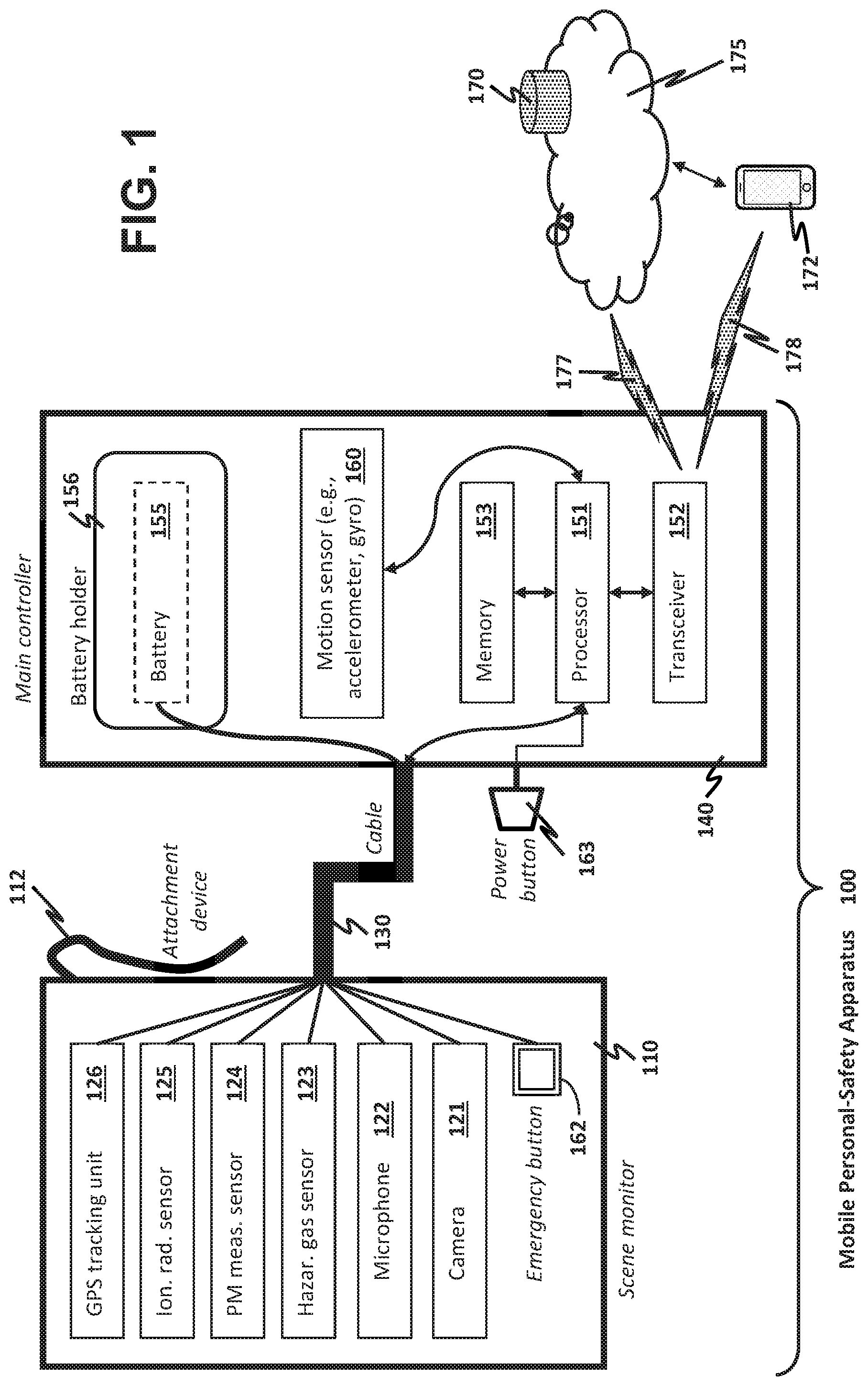 Patent US12165482 — Mobile personal-safety apparatus — Figure 1