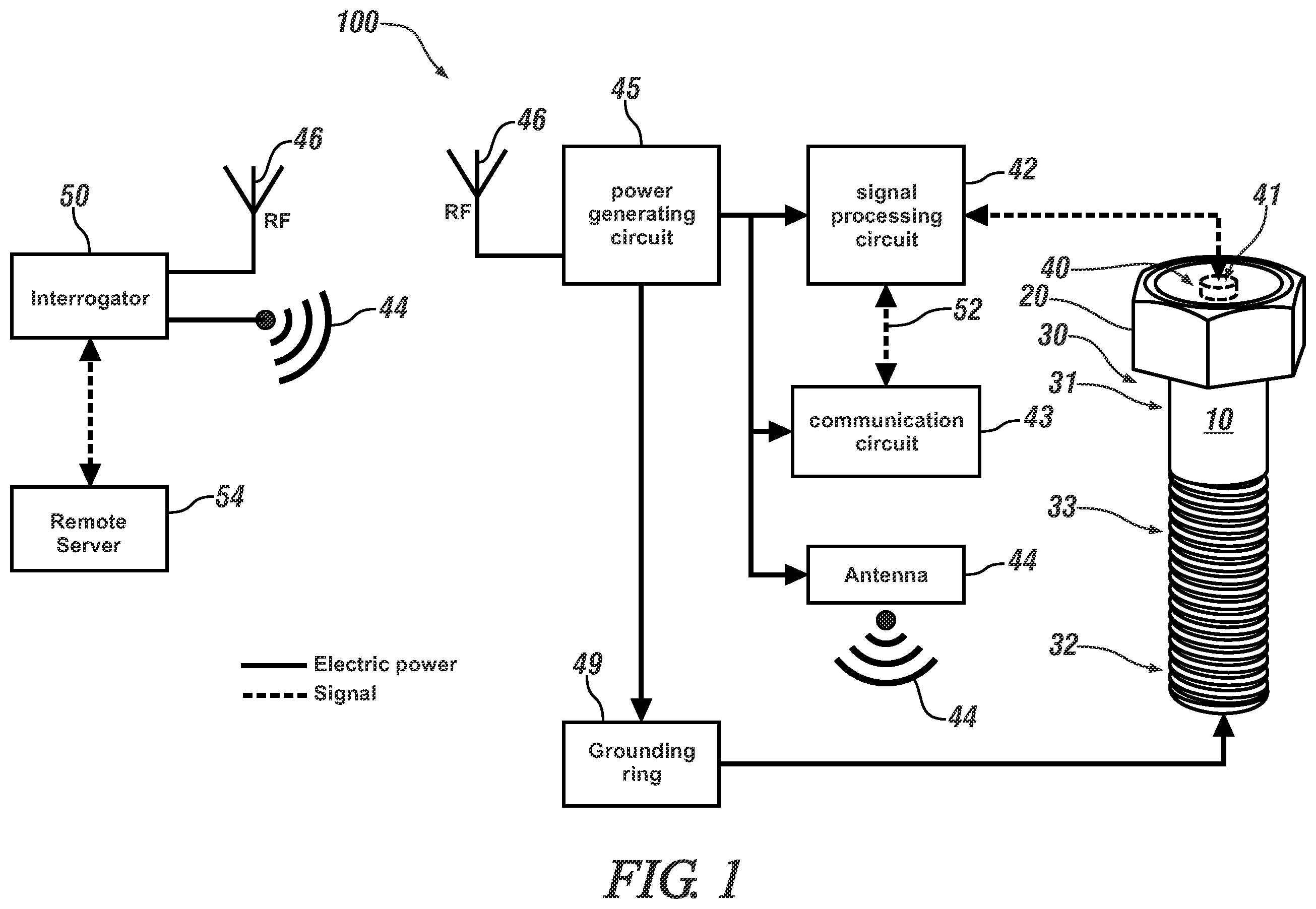 Patent US12165491 — Method, apparatus, and system for a fastener having a wireless monitoring system — Figure 1