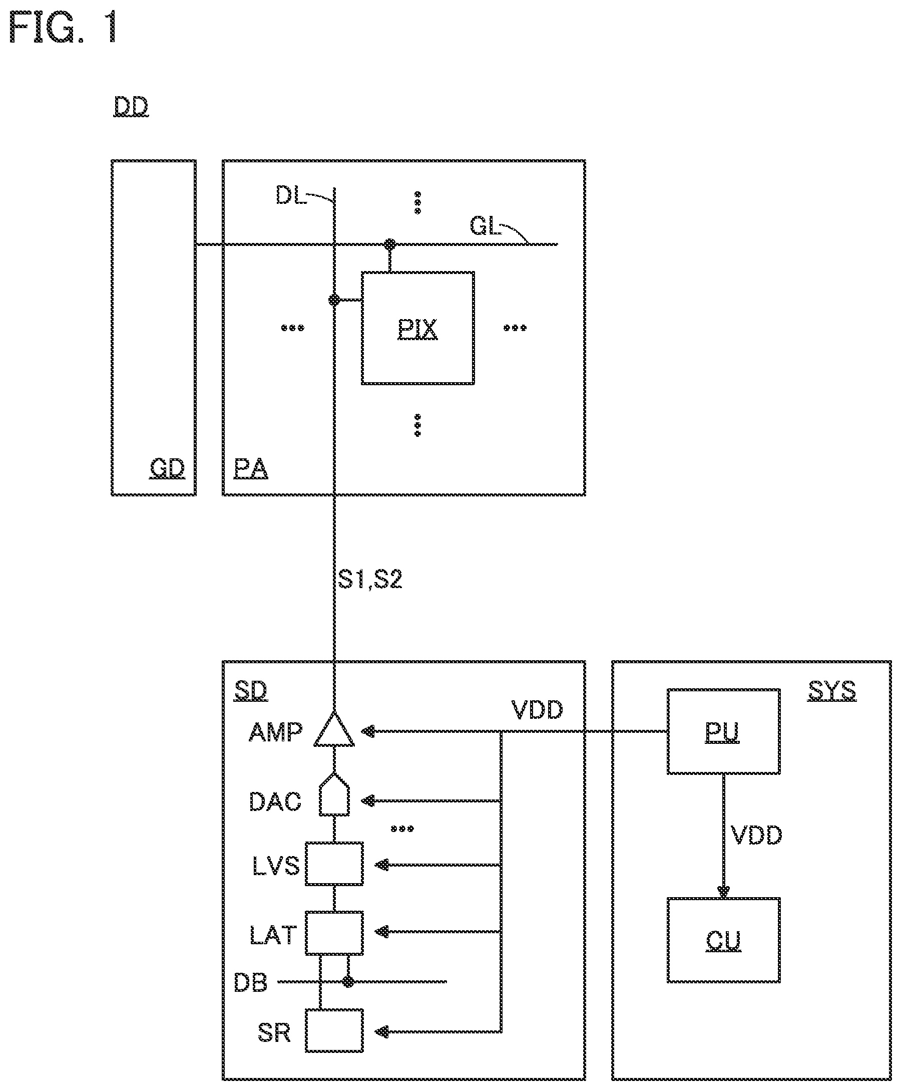 Patent US12165575 — Display device — Figure 1