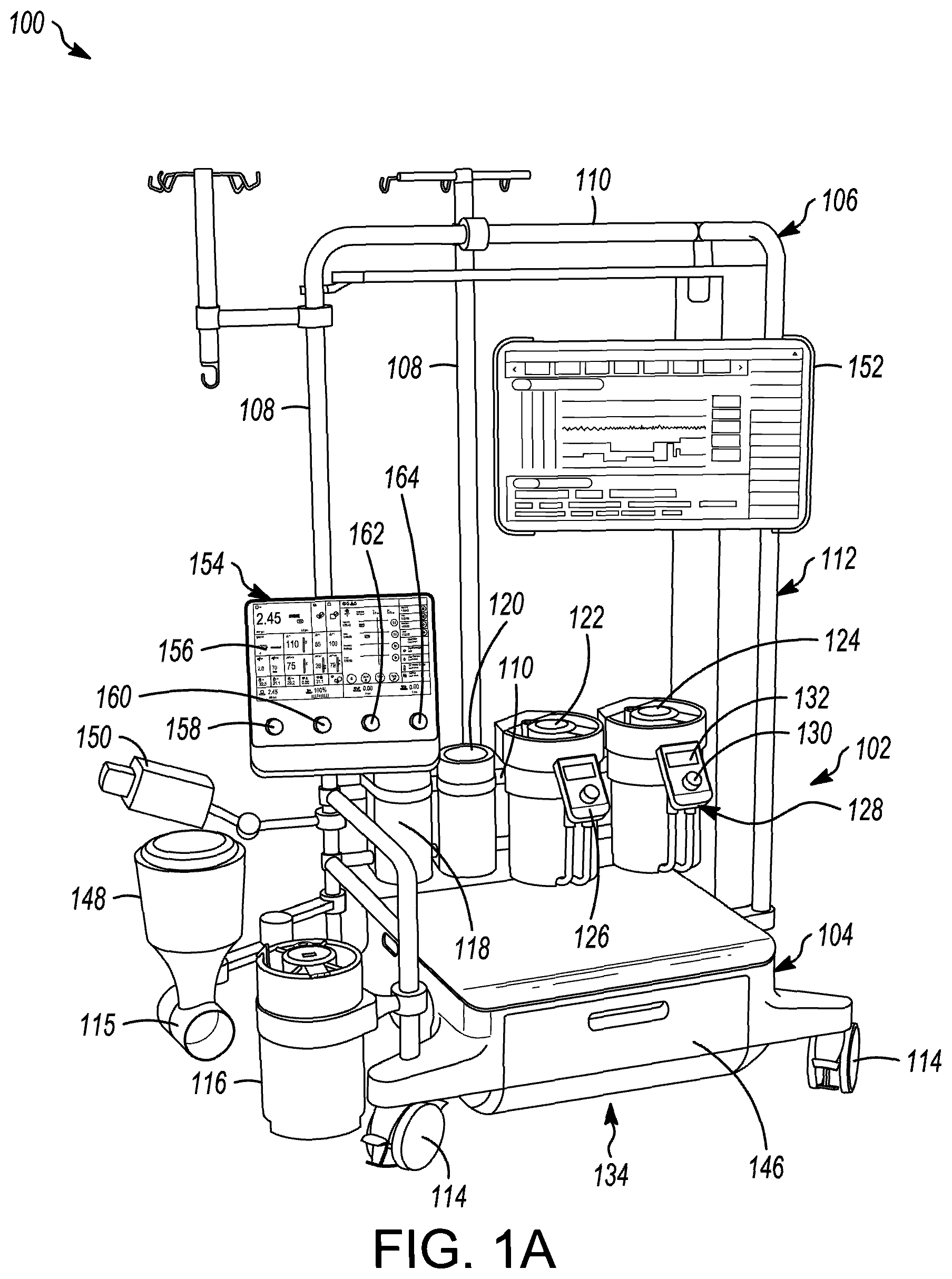 Patent US12165617 — Heart lung machine having control assembly with space-saving display features — Figure 1
