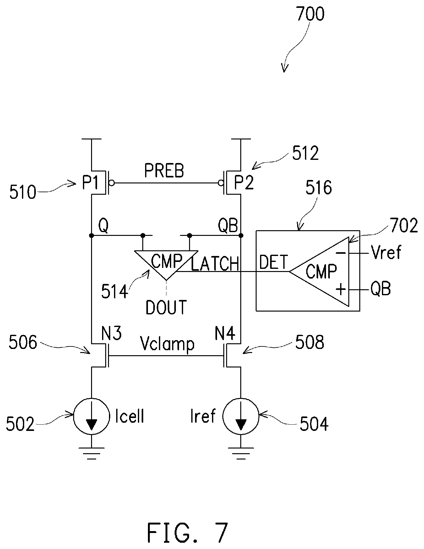 Patent US12165732 Figure 7 – Sense amplifier
