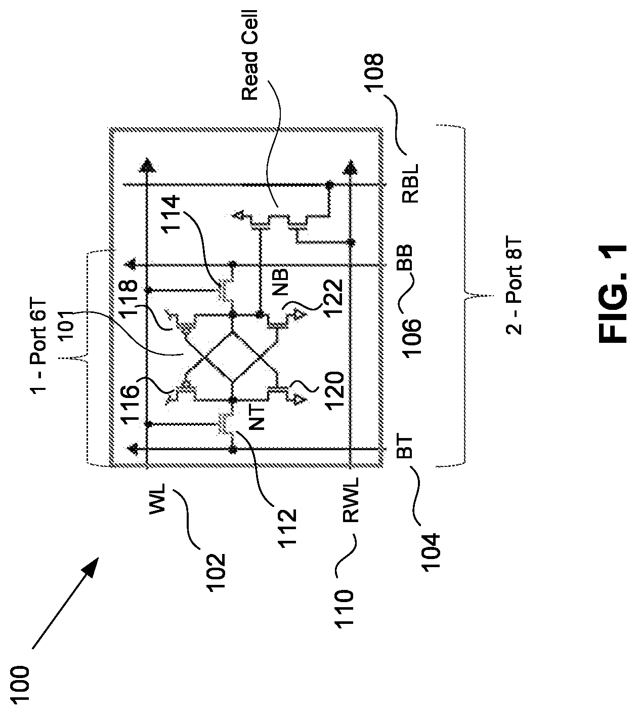 Patent US12165738 — SRAM non-clamping write driver with write assist — Figure 1