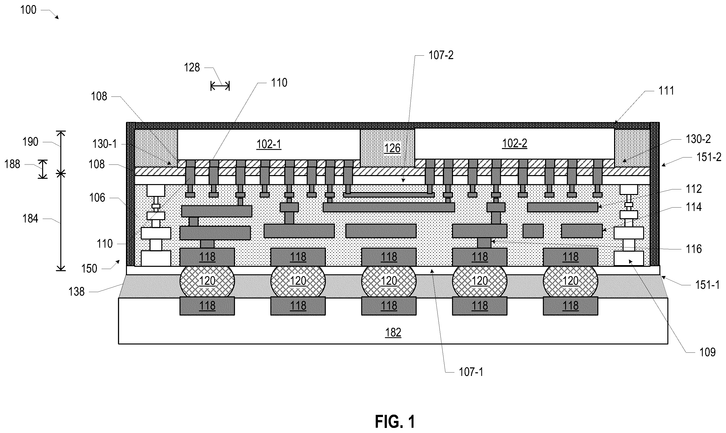 Patent US12165962 — Hermetic sealing structures in microelectronic assemblies having direct bonding — Figure 1