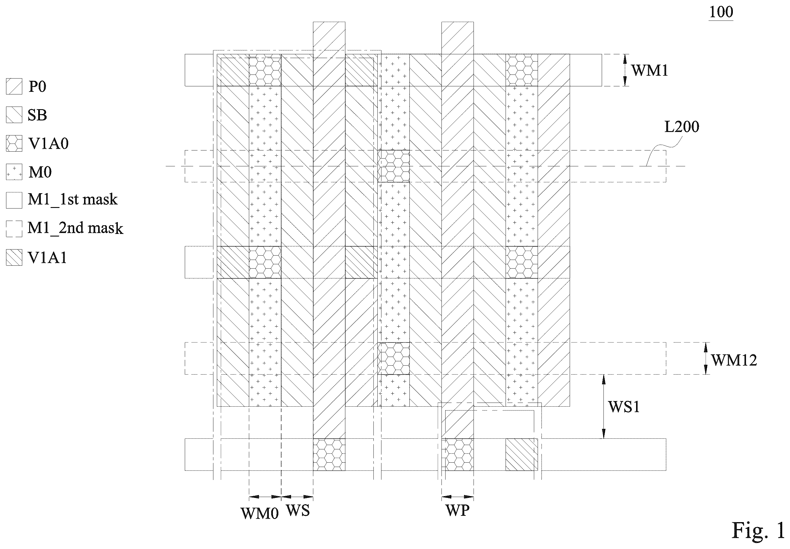 Patent US12165972 — Method of manufacturing conductive lines in a circuit — Figure 1
