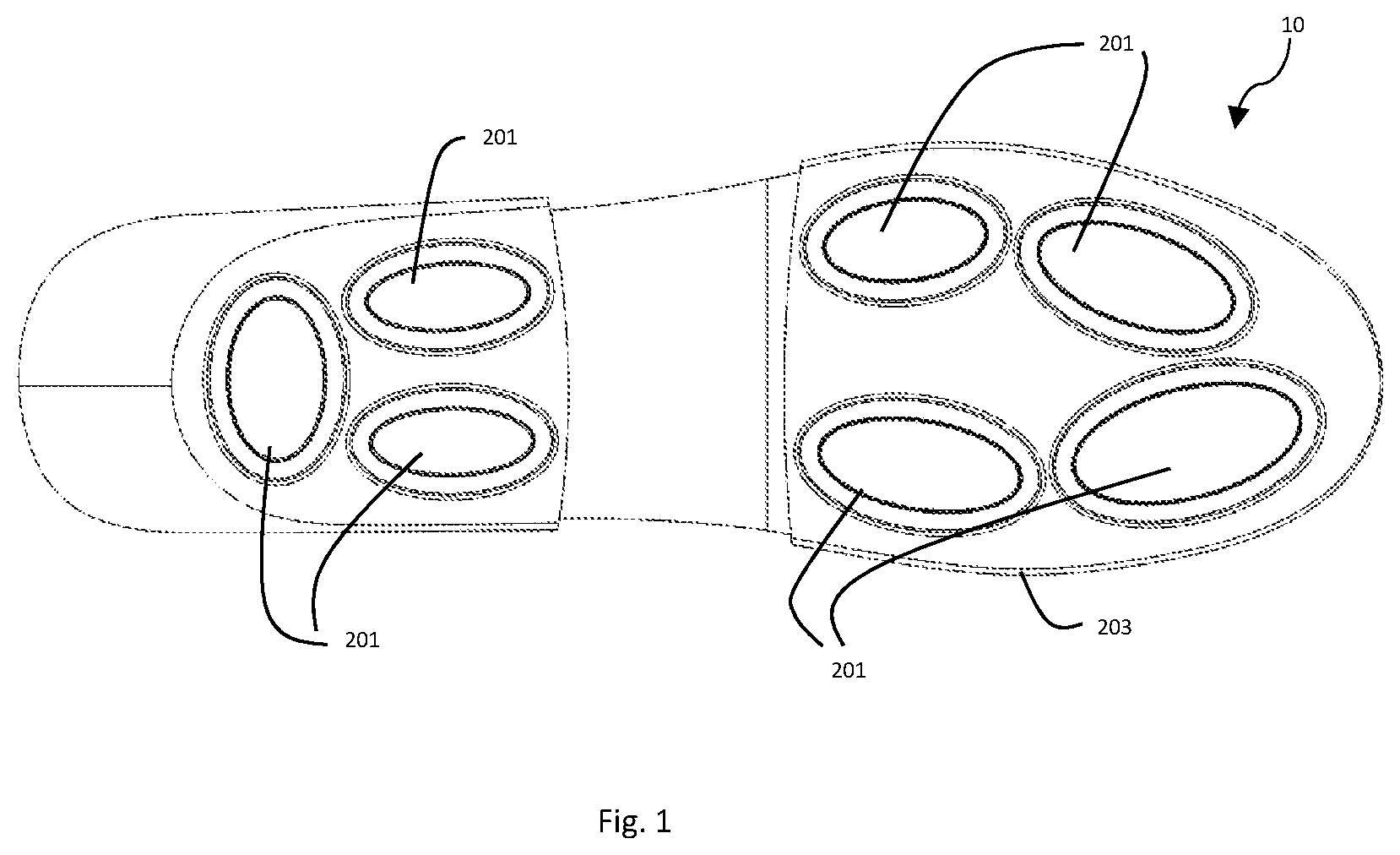 Patent US12167772 Figure 1 – Ventilated shoesole