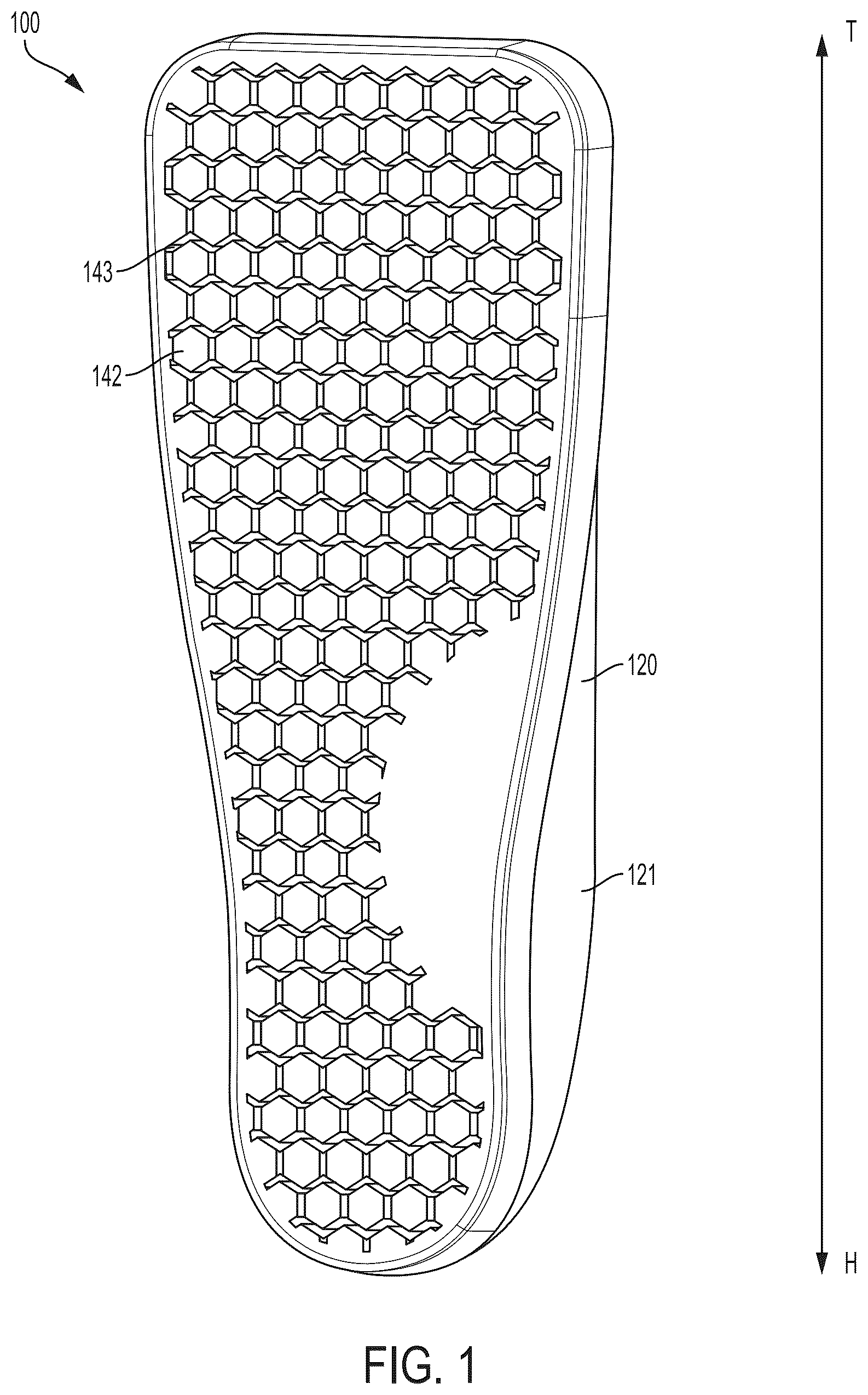 Patent US12167774 — Contoured peg insole — Figure 1