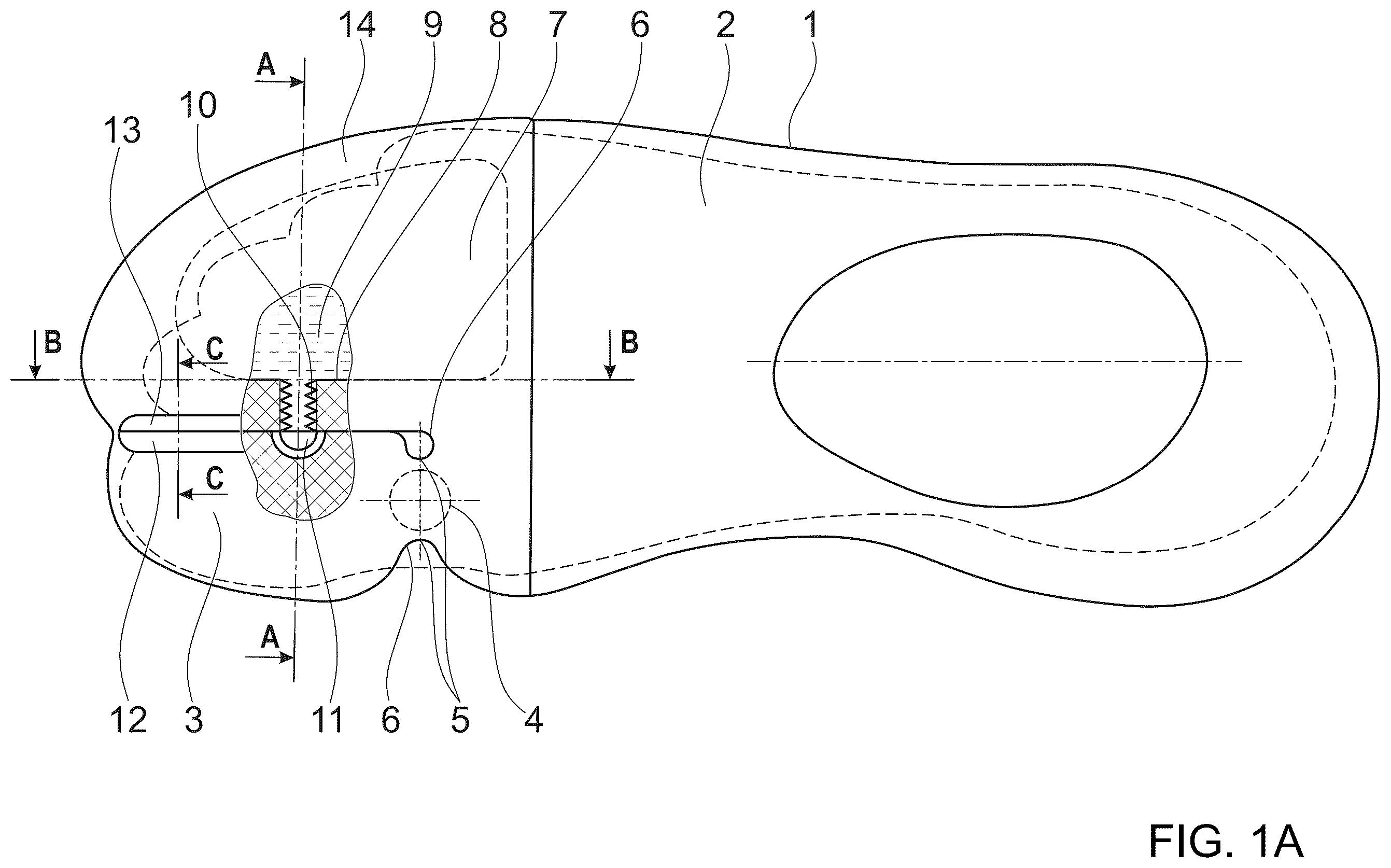 Patent US12167776 — Orthopedic shoe sole or insole and shoe for people with hallux valgus — Figure 1