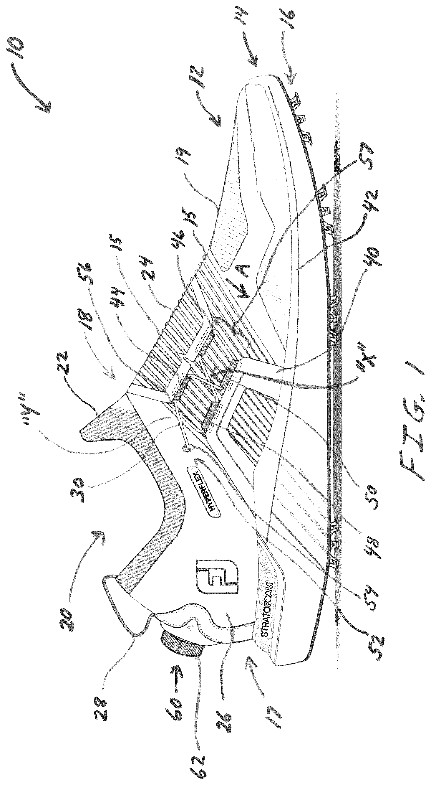 Patent US12167777 Figure 1 – Golf shoes with lace tightening system for closure and comfortable fit