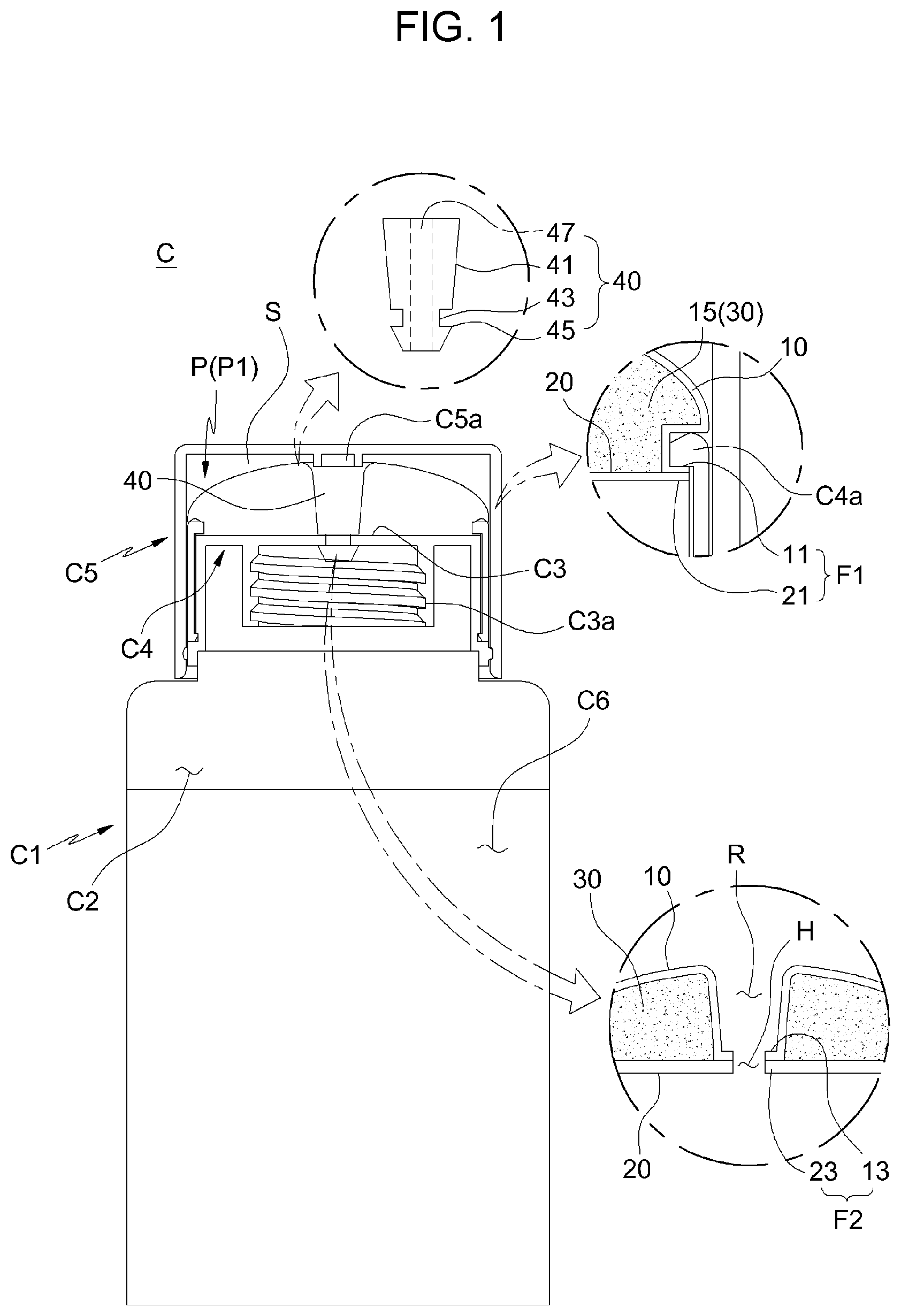 Patent US12167785 — Container puff and container provided with same — Figure 1