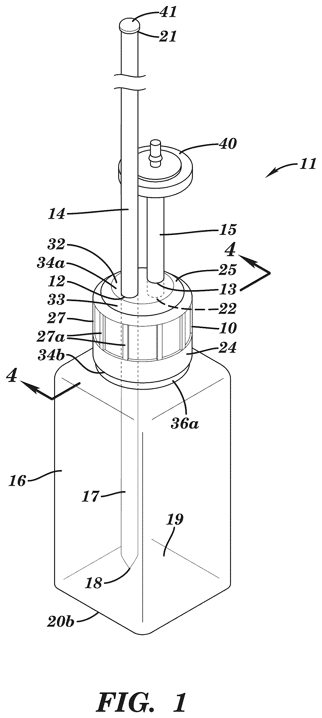 Patent US12167786 Figure 1 – System, apparatus and method for coding cap and tube assemblies for different bottle sizes