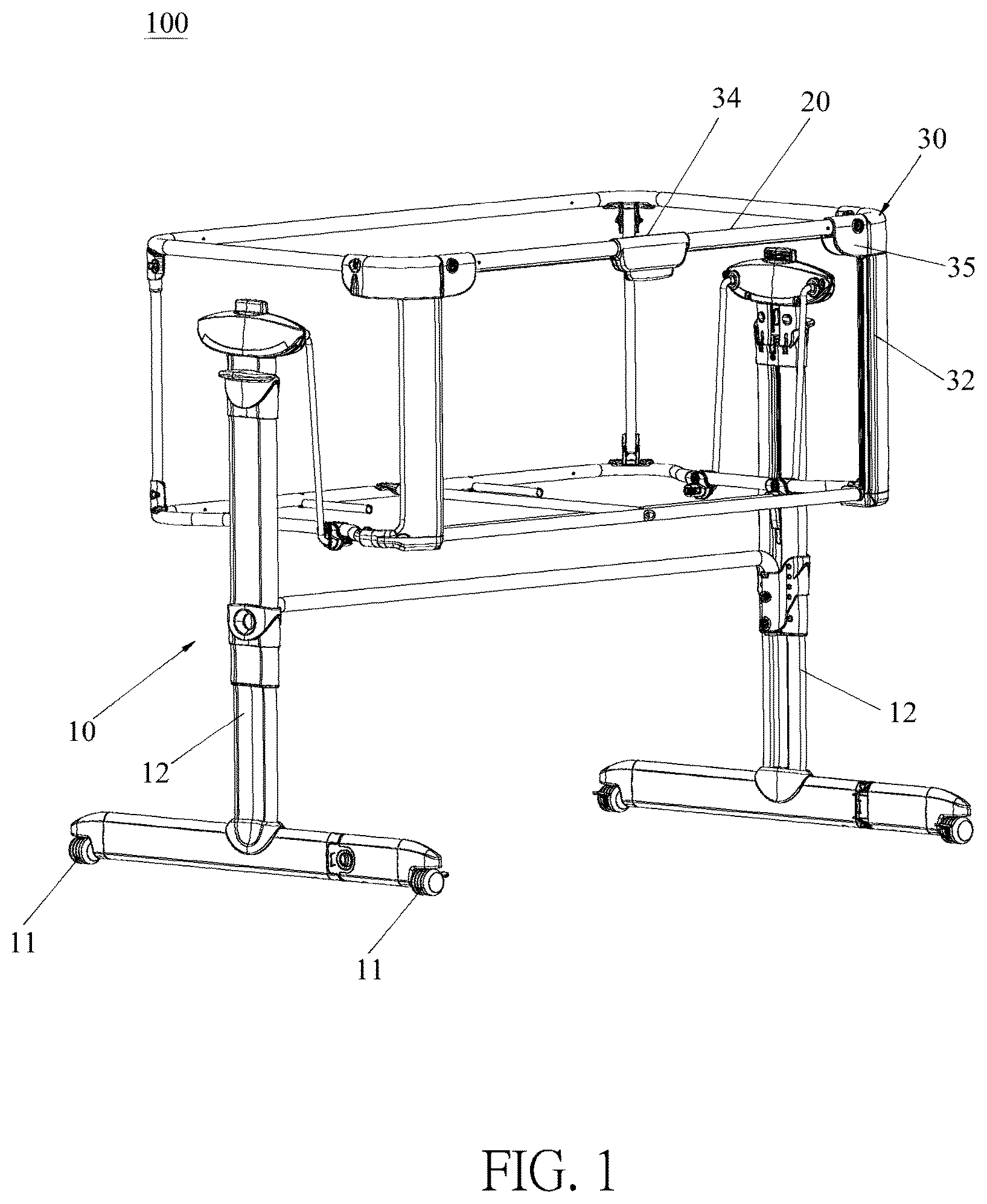 Patent US12167800 — Handle adjustment mechanism and child crib therewith — Figure 1
