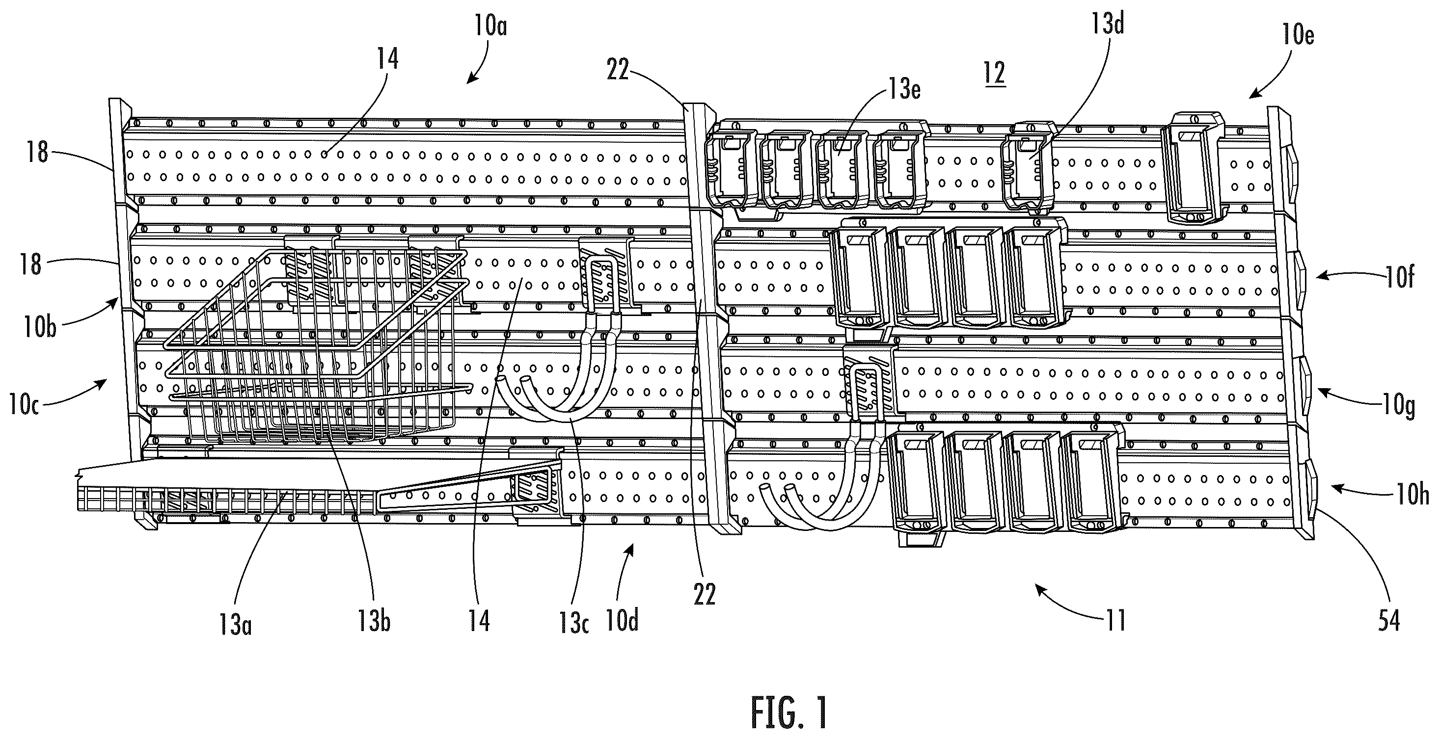 Patent US12167804 — Rail storage system with end caps — Figure 1