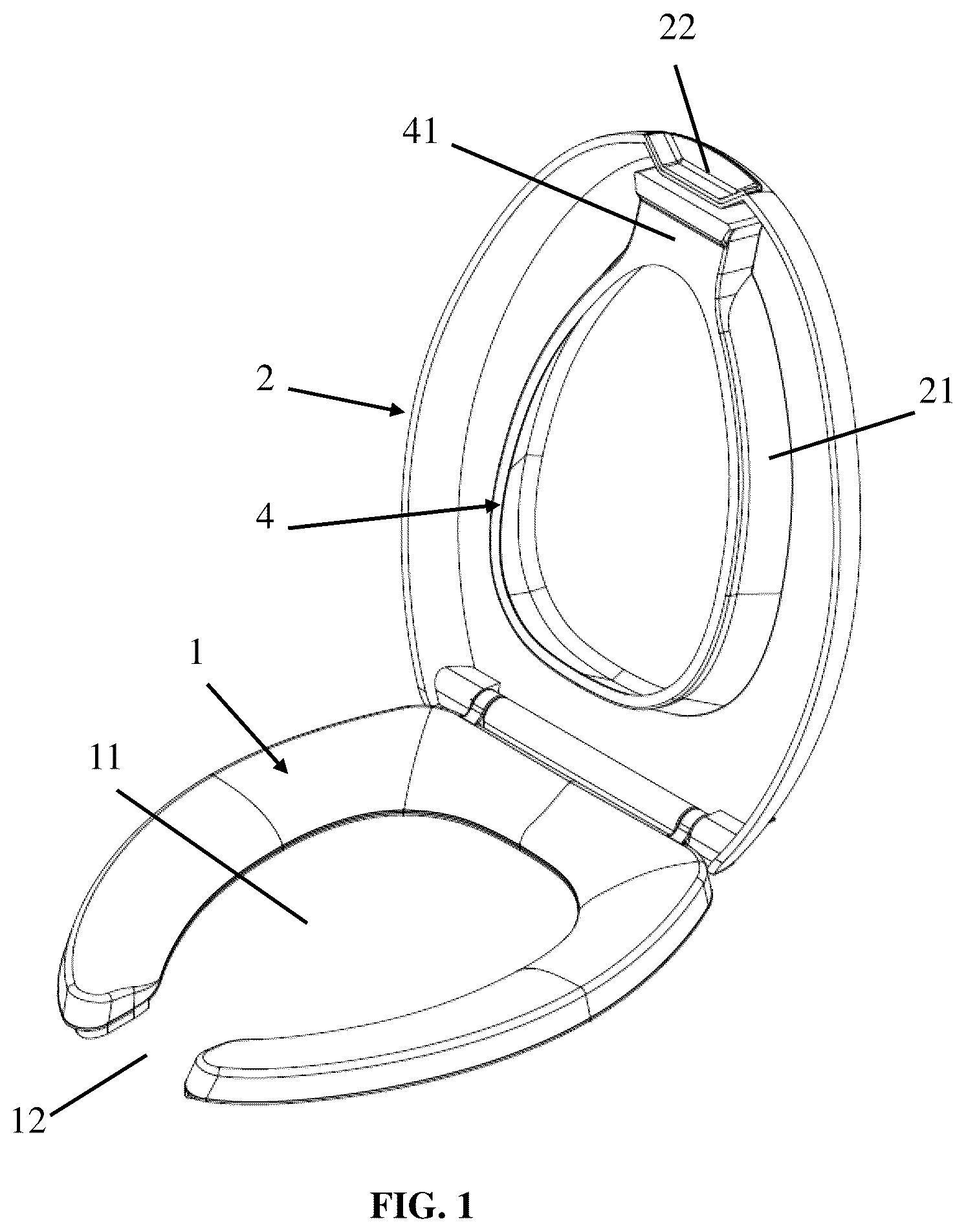 Patent US12167818 Figure 1 – Toilet cover plate and toilet