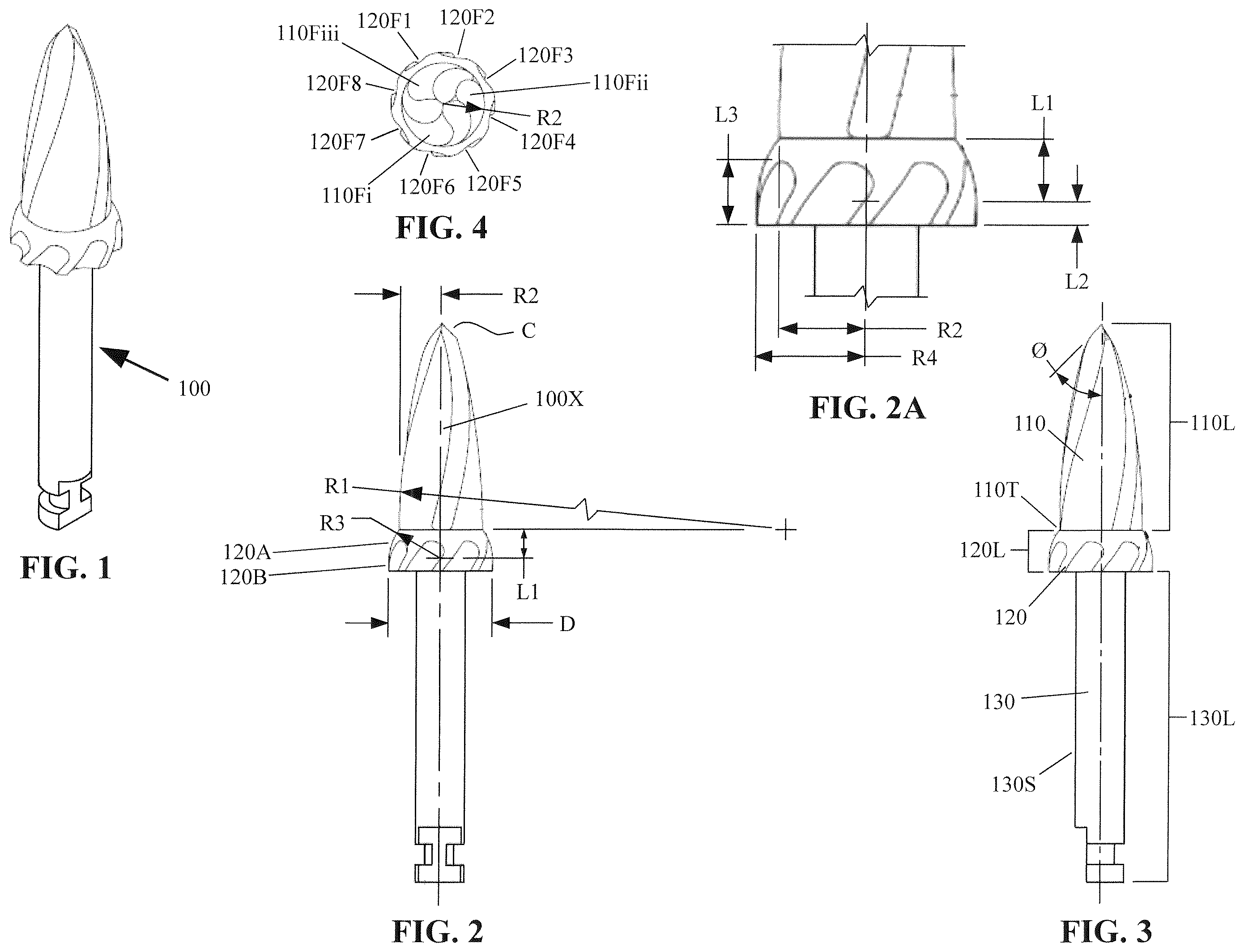 Patent US12167951 — Osteotomy drill bit to produce an optimally shaped jawbone opening for a dental implant and abutment — Figure 1