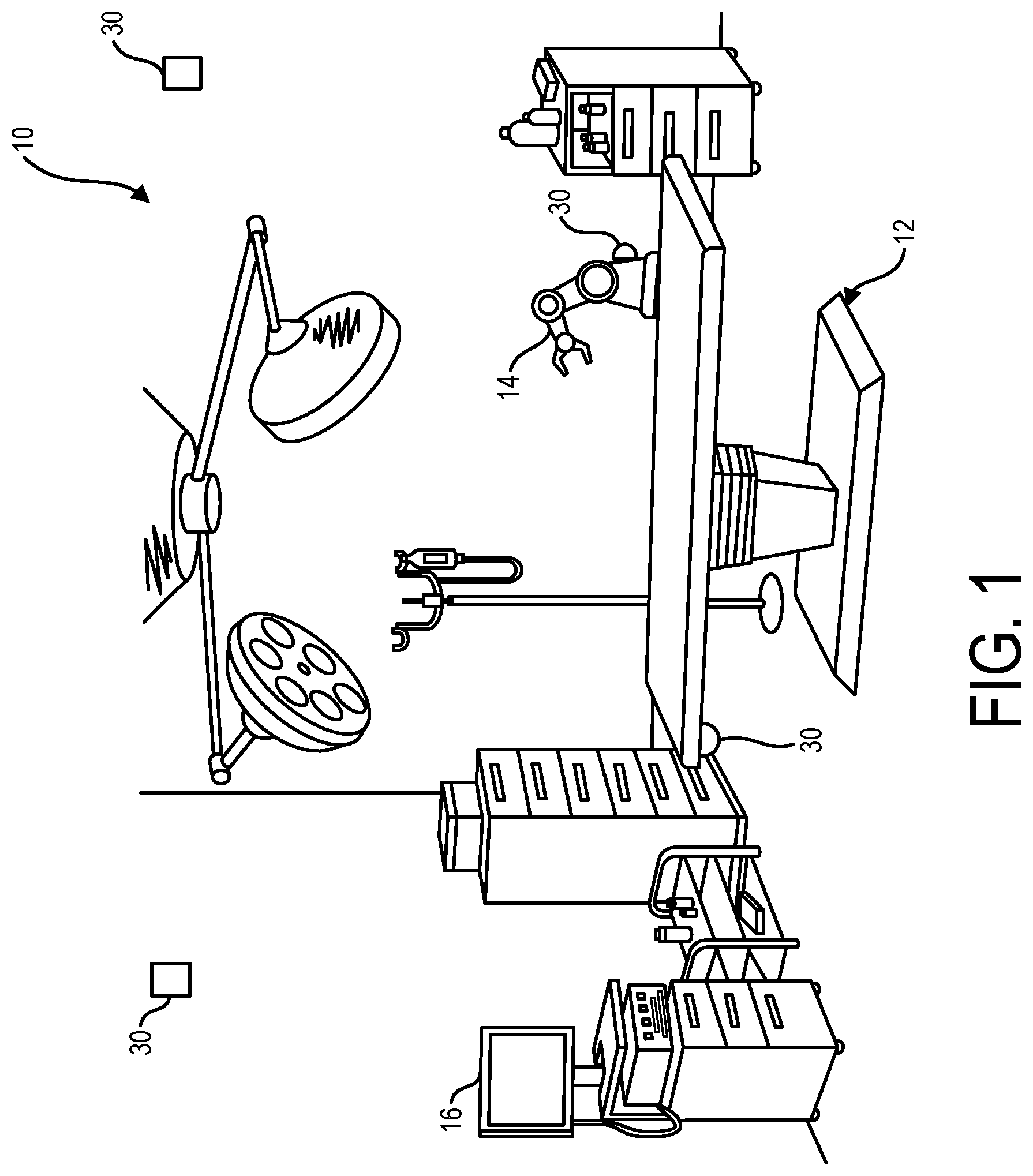 Patent US12167984 — Robotic systems, operating room systems, insulated conductor including biologically active material, microplastic filter, and combinations thereof — Figure 1