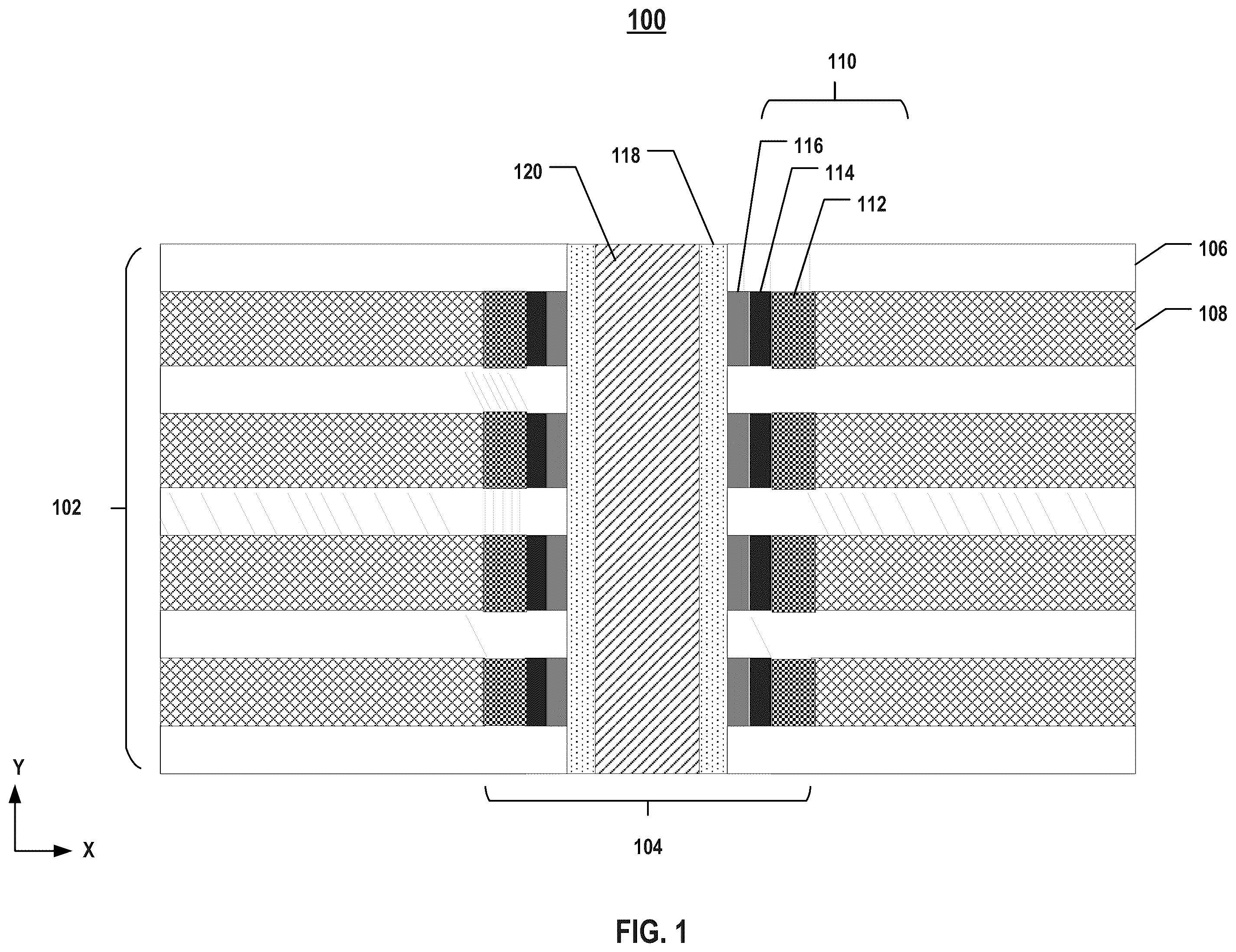 Patent US12171098 — Three-dimensional memory device with improved charge lateral migration and method for forming the same — Figure 1