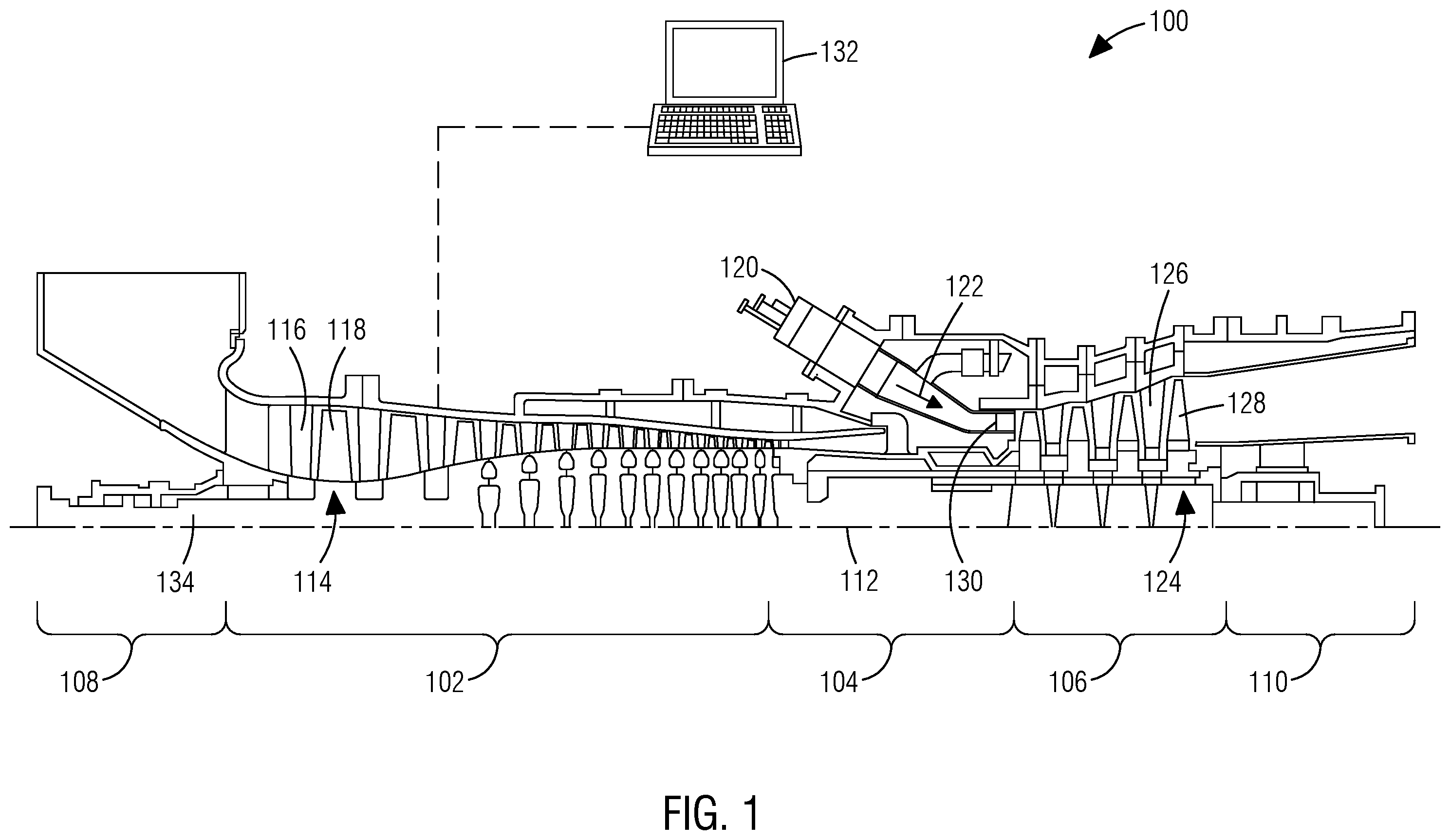 Patent US12173619 — Turbine component having platform cooling circuit — Figure 1