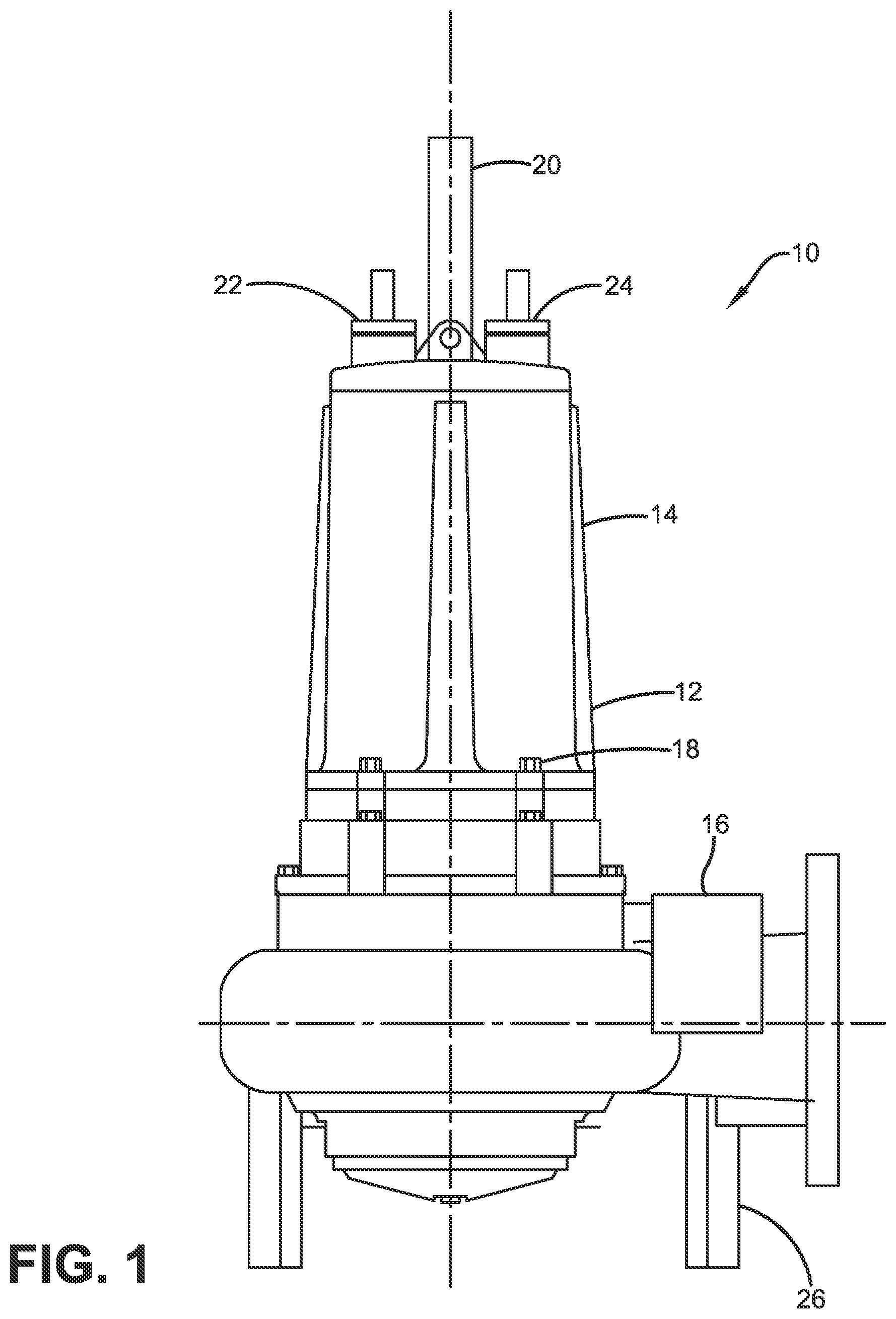 Patent US12173728 — Submersible pump with external slicer — Figure 1