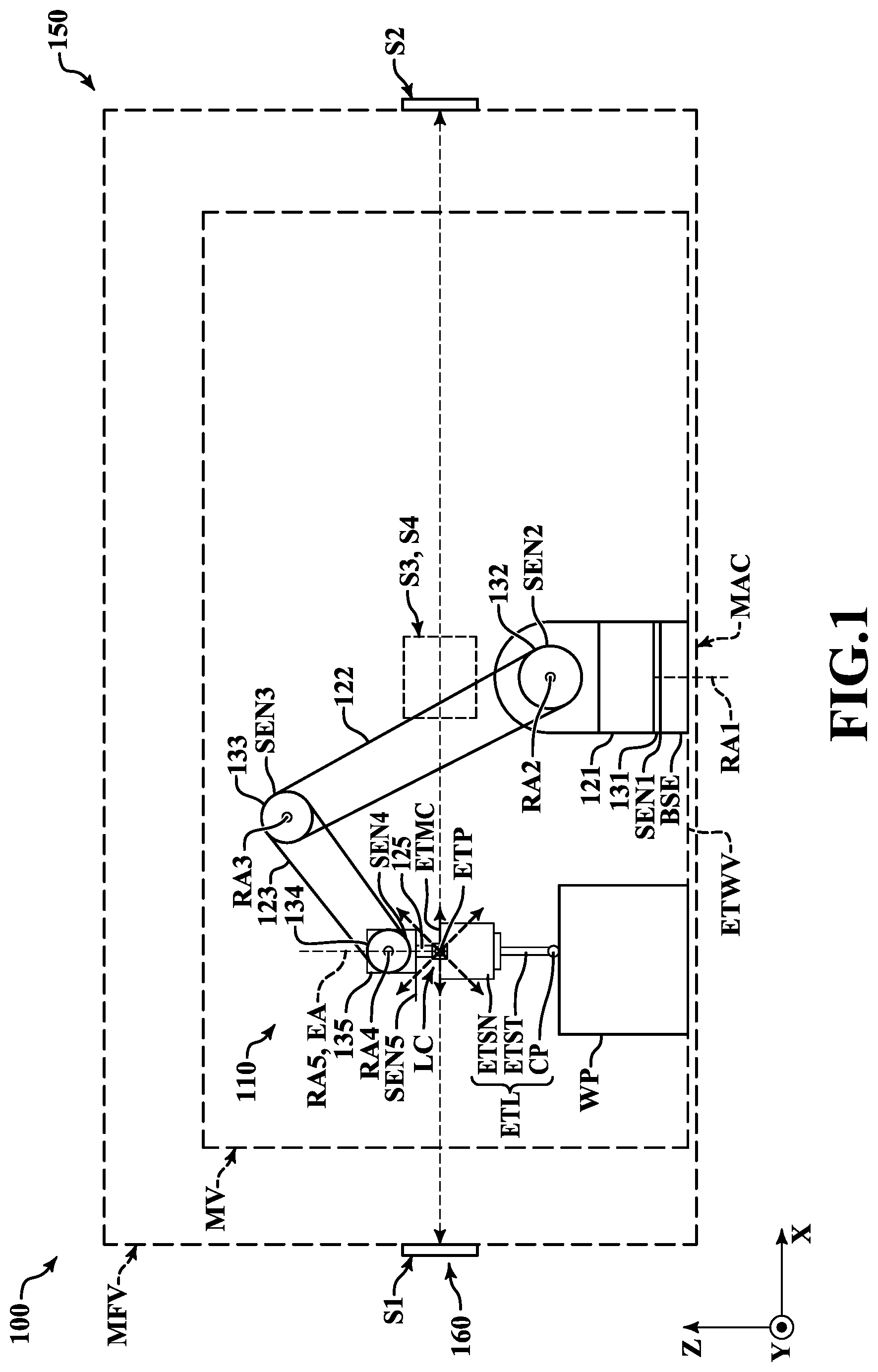 Patent US12174005 — Metrology system with position and orientation tracking utilizing light beams — Figure 1