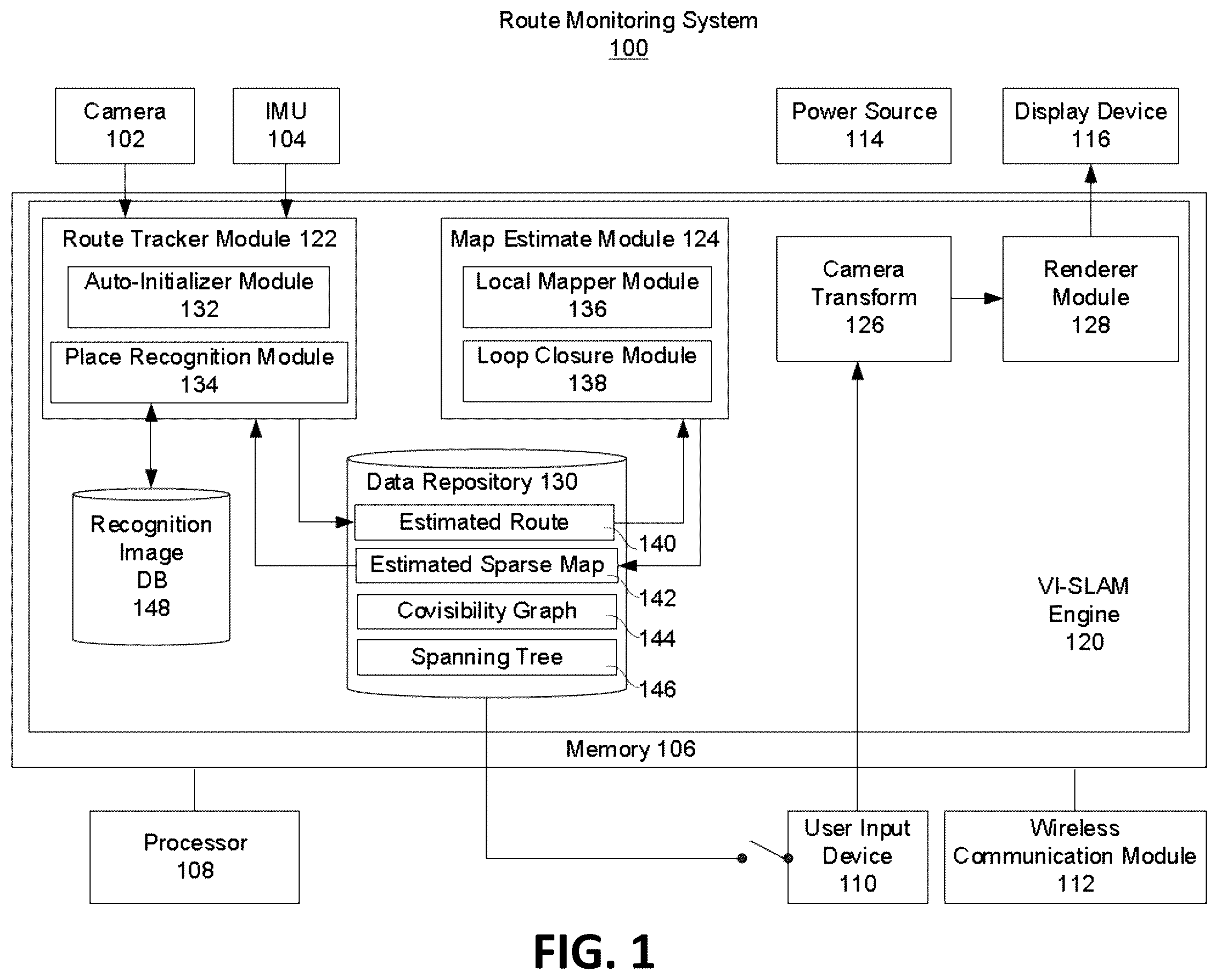 Patent US12174024 — Estimating camera motion through visual tracking in low contrast high motion single camera systems — Figure 1