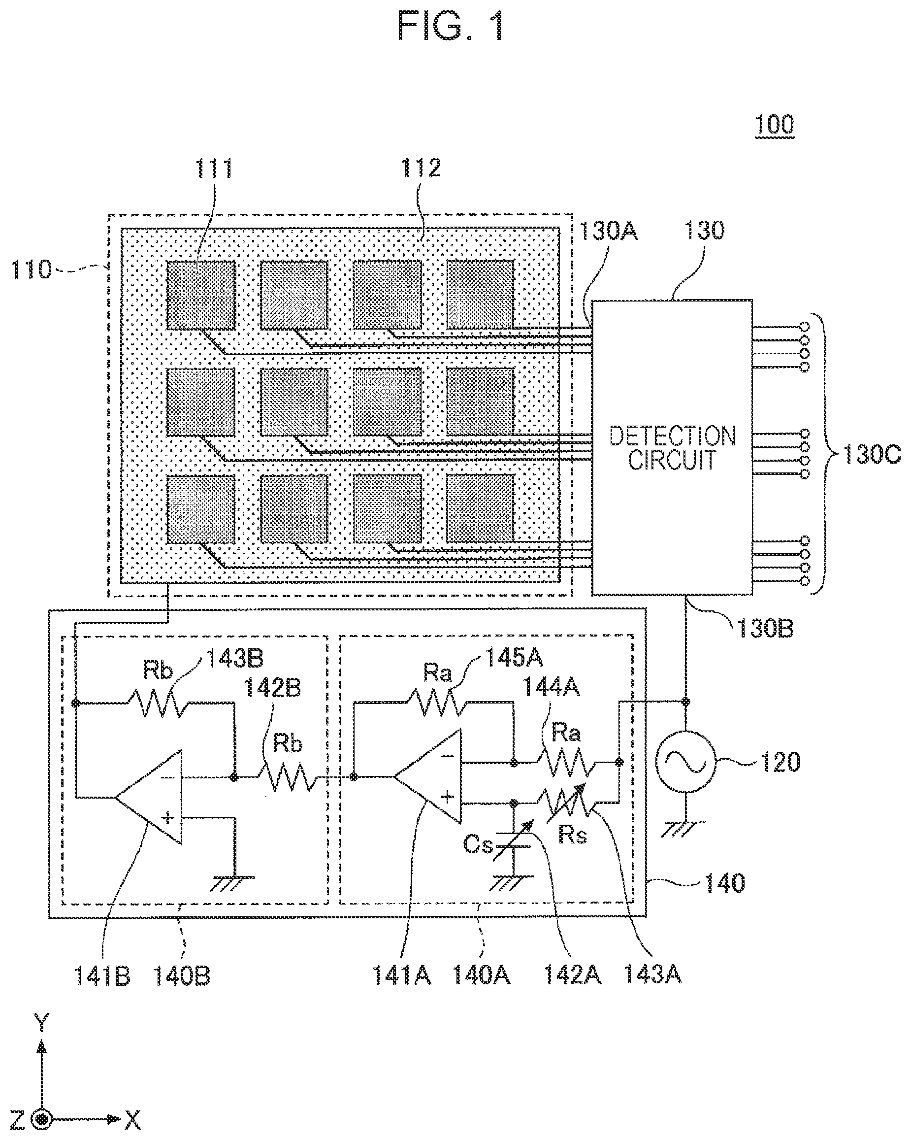 Patent US12174047 — Capacitance detection device and capacitance detection method — Figure 1