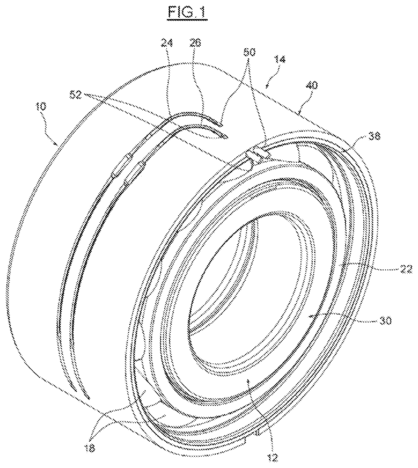 Patent US12174085 Figure 1 – Rolling bearing with integrated optical fiber sensor