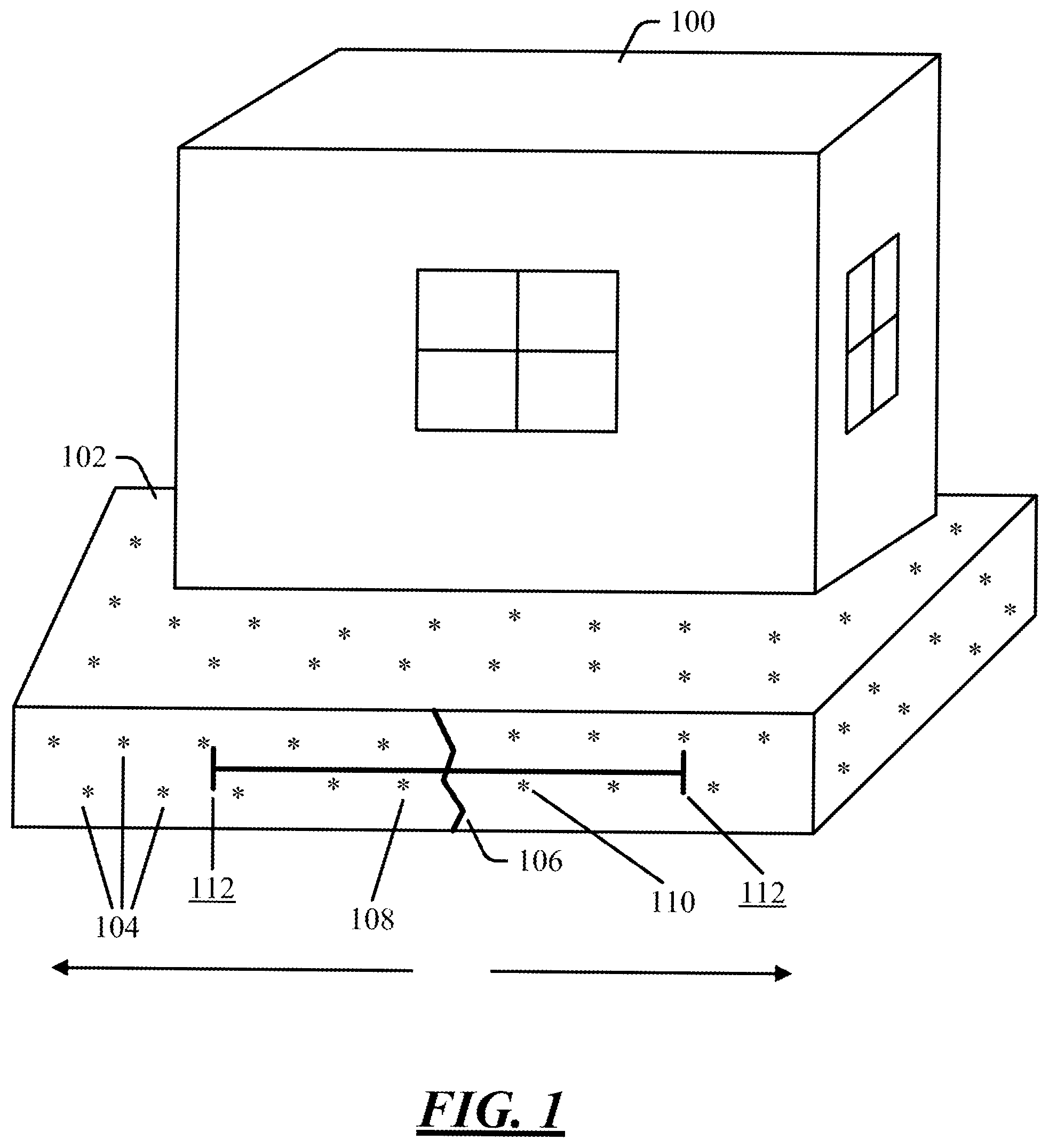 Patent US12174093 — Systems and methods for detecting, reporting, and/or using information about a building foundation — Figure 1