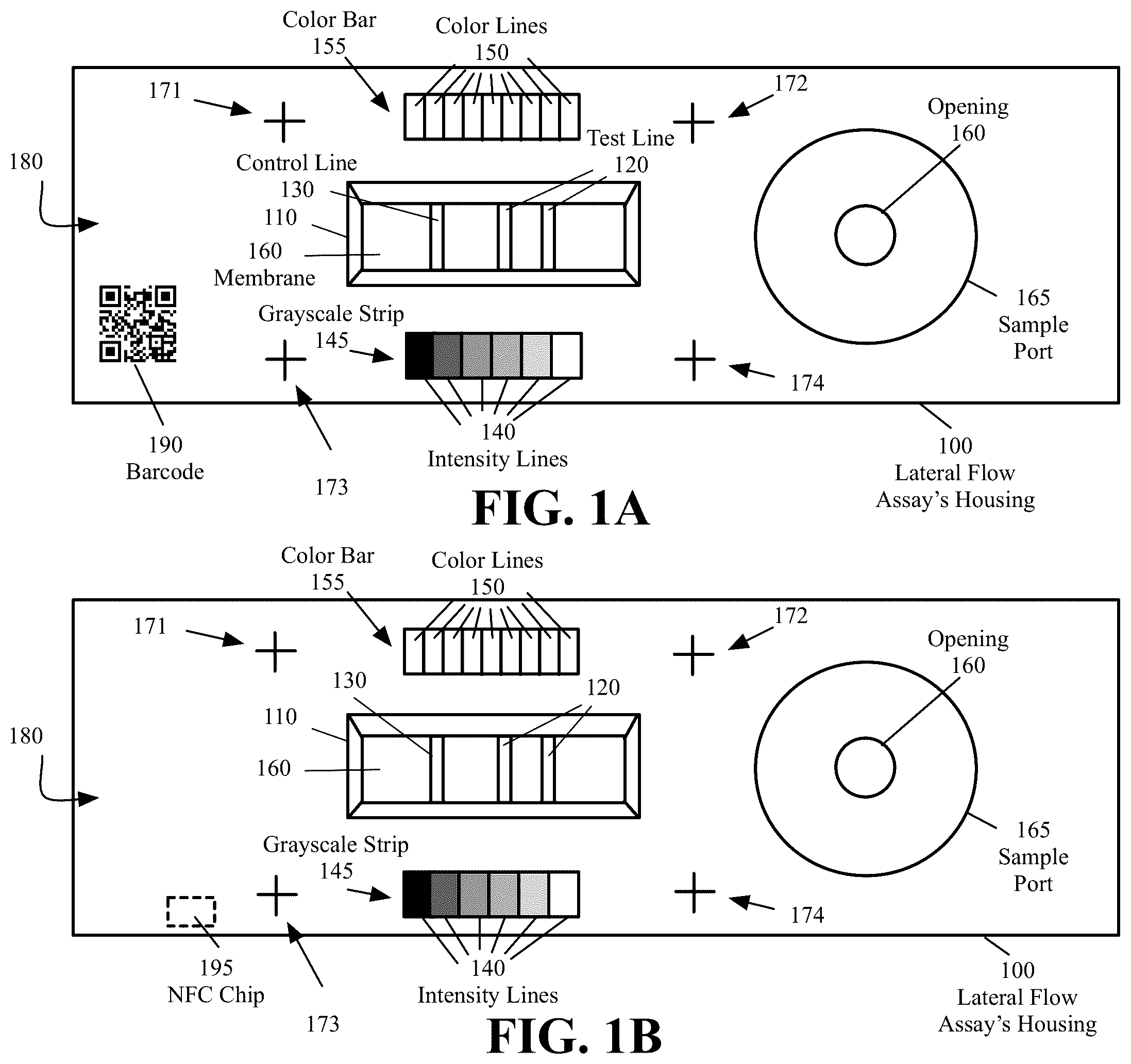 Patent US12174123 — Lateral flow assay housing and method of correcting color, intensity, focus, and perspective of an image of the test results — Figure 1