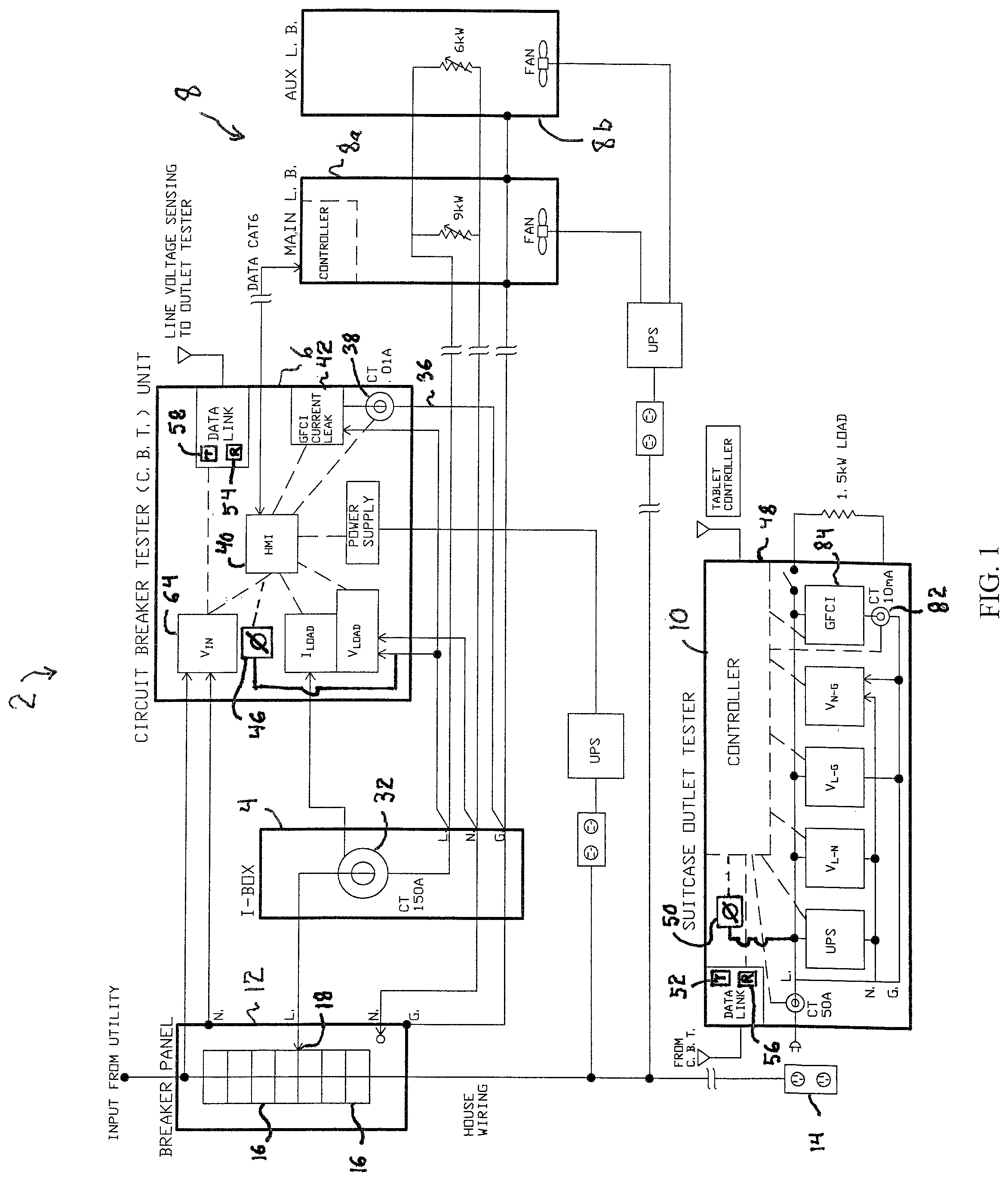 Patent US12174235 — System and method for testing electrical circuits in residential and commercial premises — Figure 1