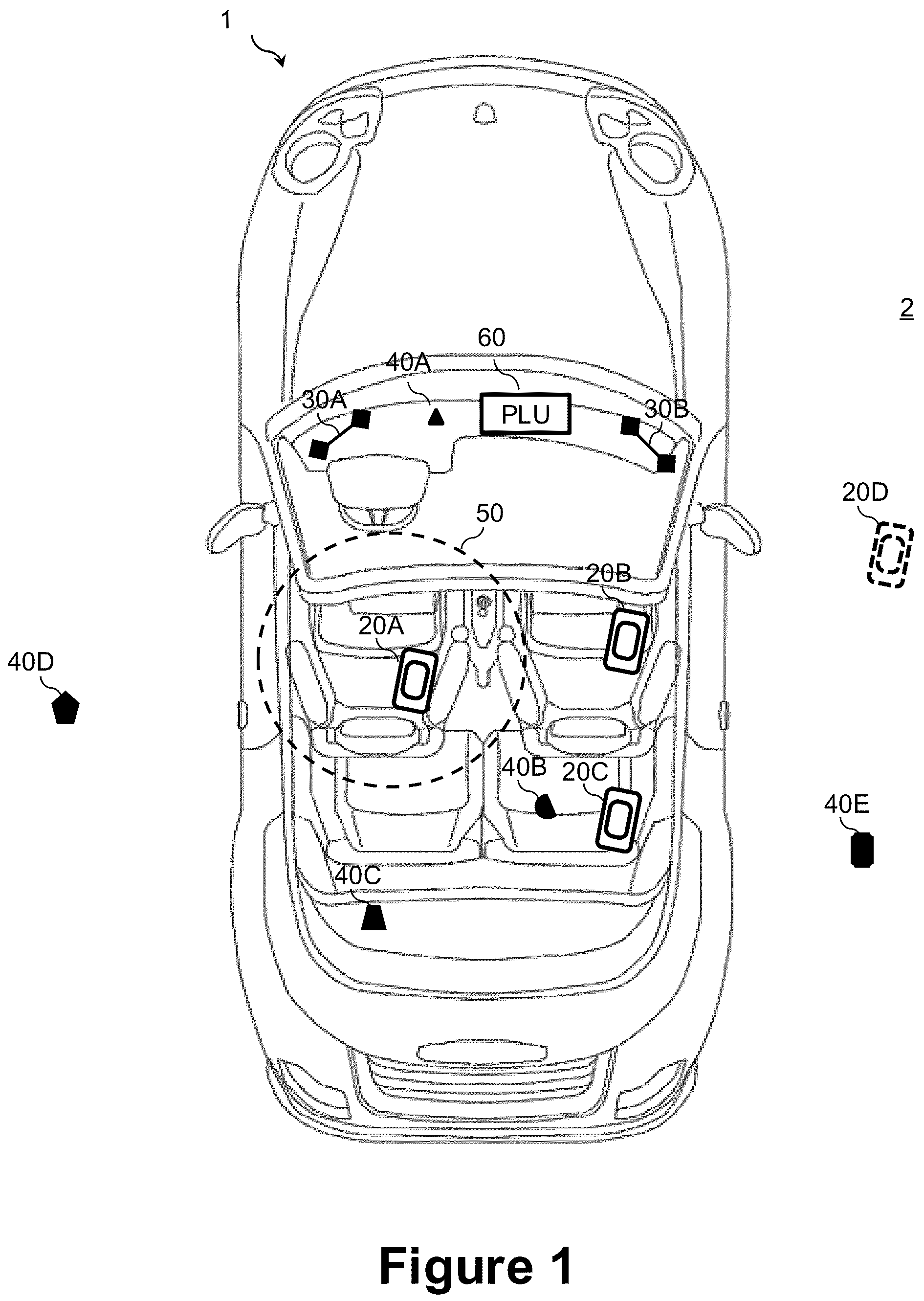 Patent US12174309 — System and method for classifying a type of interaction between a human user and a mobile communication device in a volume based on sensor fusion — Figure 1