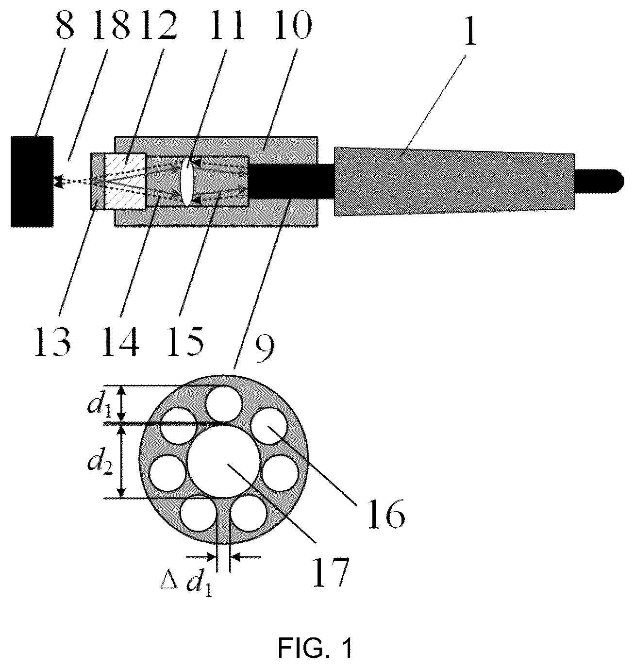 Patent US12174322 — F-P sensor probe, absolute distance measurement device, and absolute distance measurement method — Figure 1