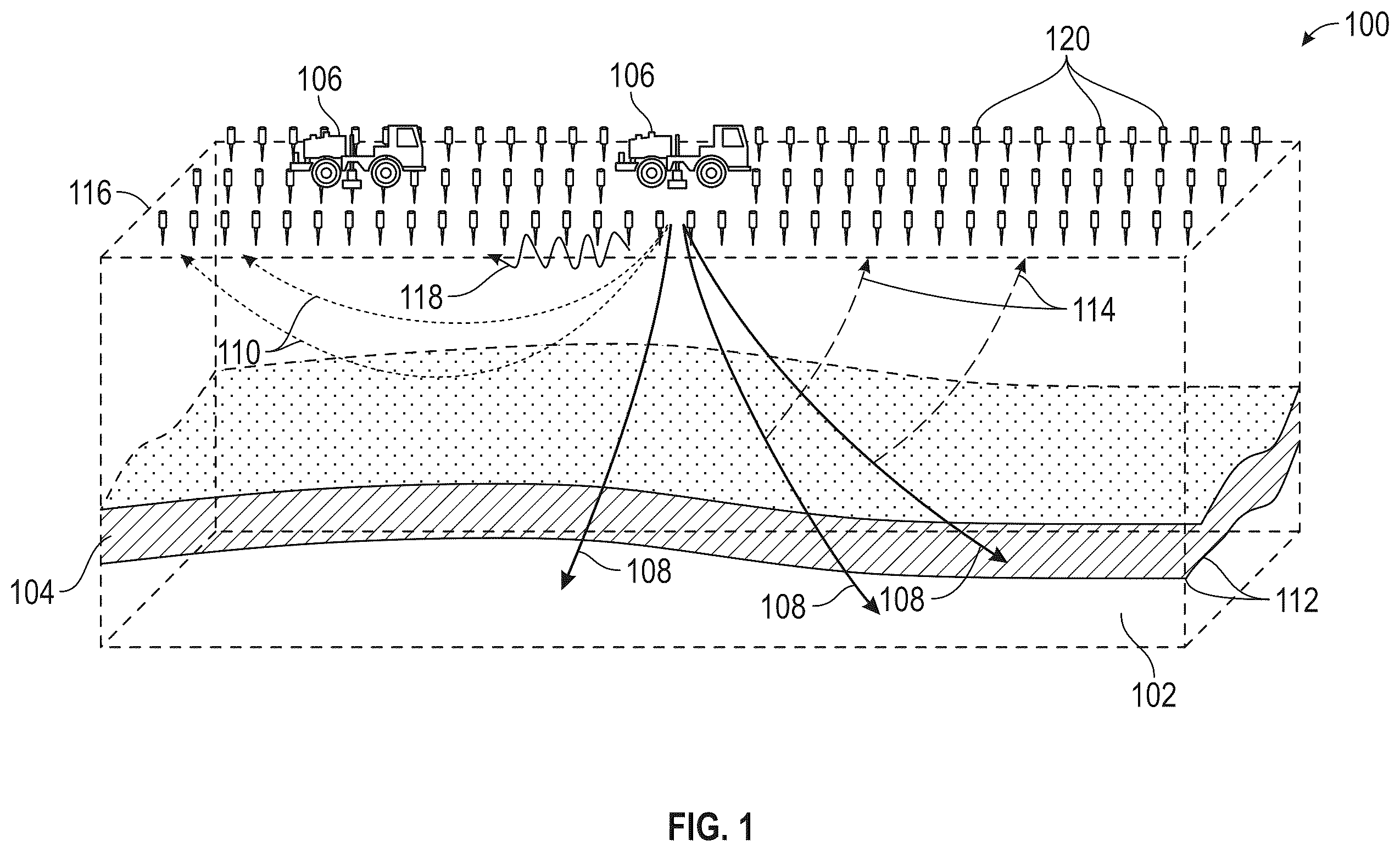 Patent US12174328 — Methods and systems for real-time modifications to seismic acquisition operations — Figure 1