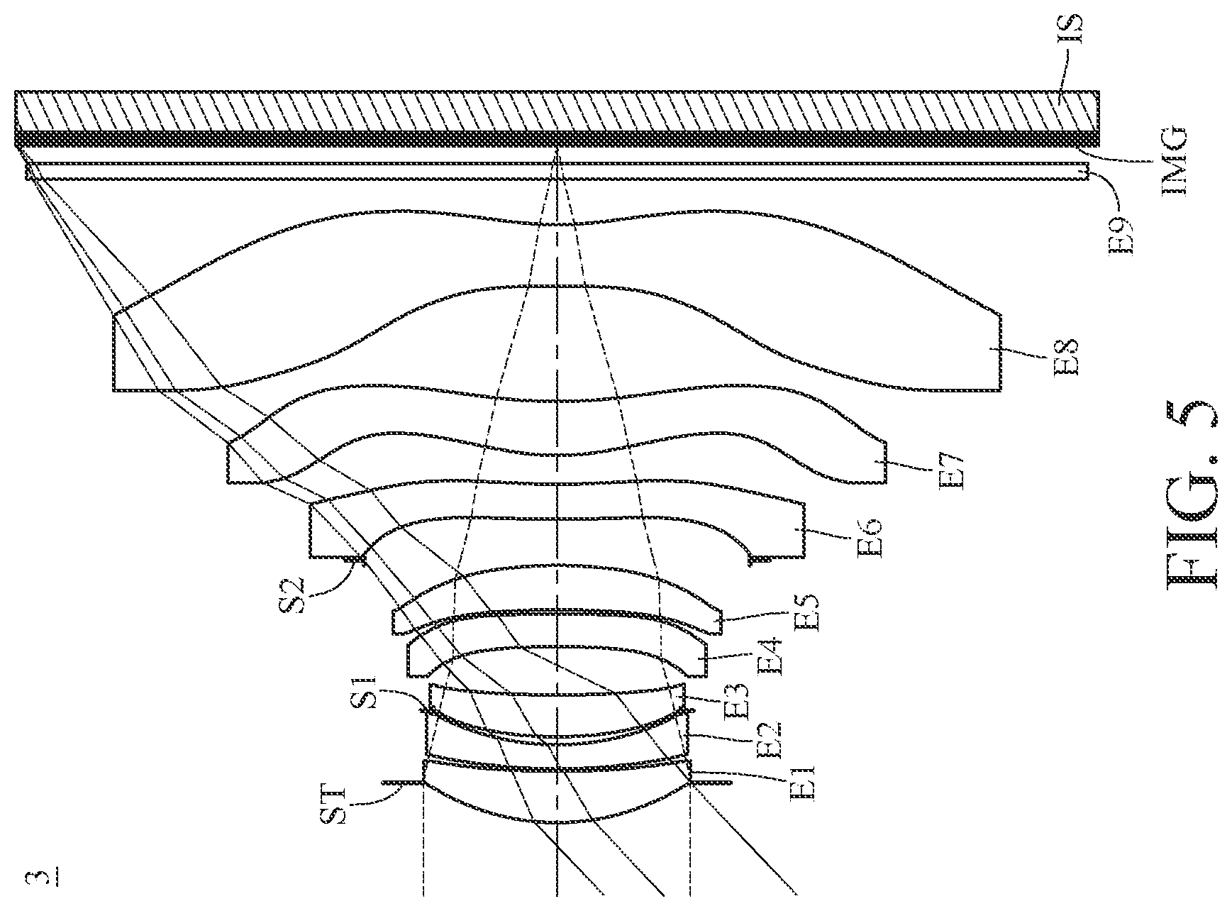Patent US12174349 Figure 5 – Imaging optical lens system including eight lenses of +−+−−++−, +−+−+−+−, +−+++−+− or +−+−−−+− refractive powers, image capturing unit and electronic device