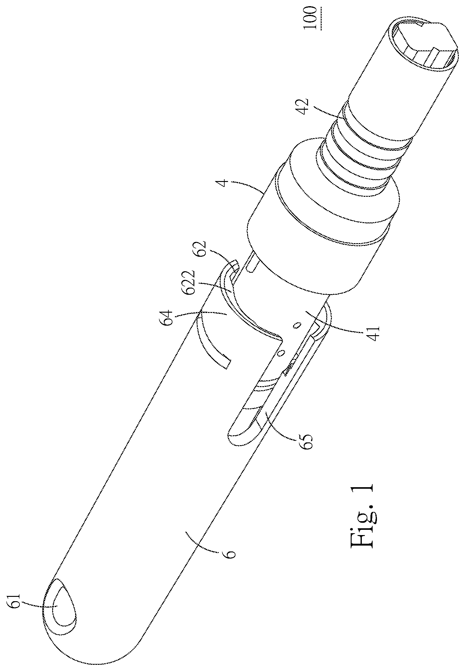 Patent US12174429 — Optical-fiber connector with a protective cap and standard connector — Figure 1