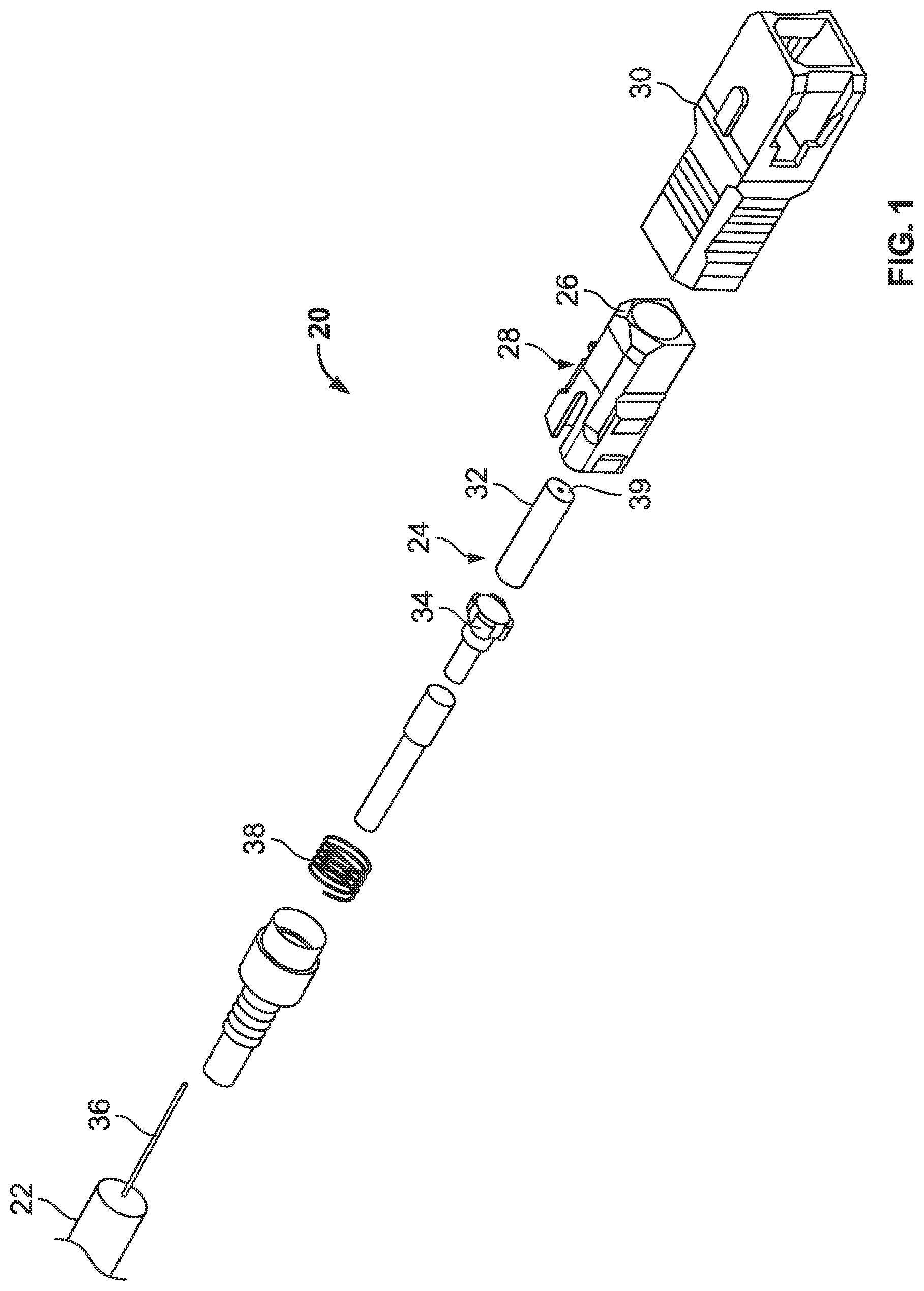 Patent US12174431 — Methods and compositions for the surface treatment of ferrules and fibers for improved bonding of optical fibes within ferrules — Figure 1